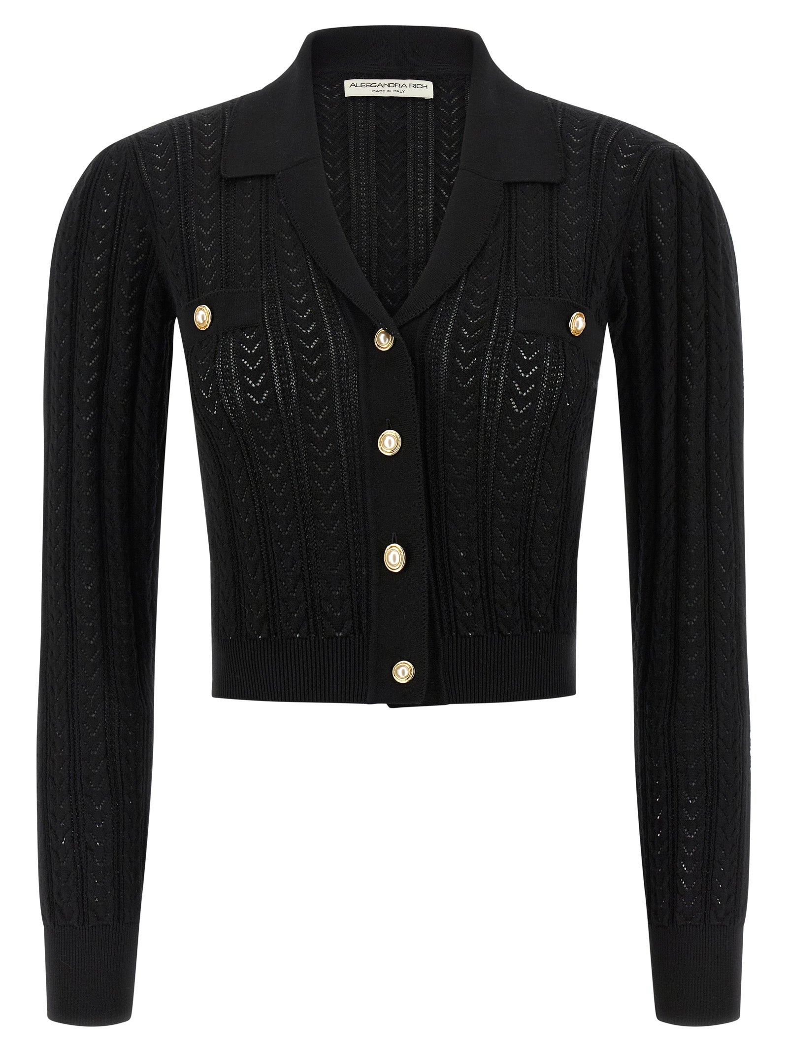 Alessandra Rich Black Cotton Cardigan