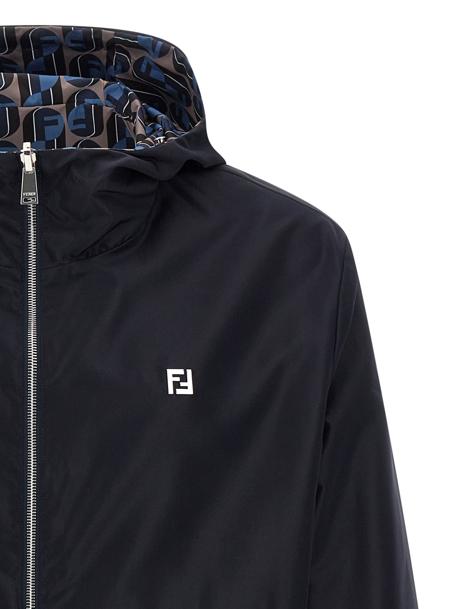 Fendi Blue Polyester Shell Jacket