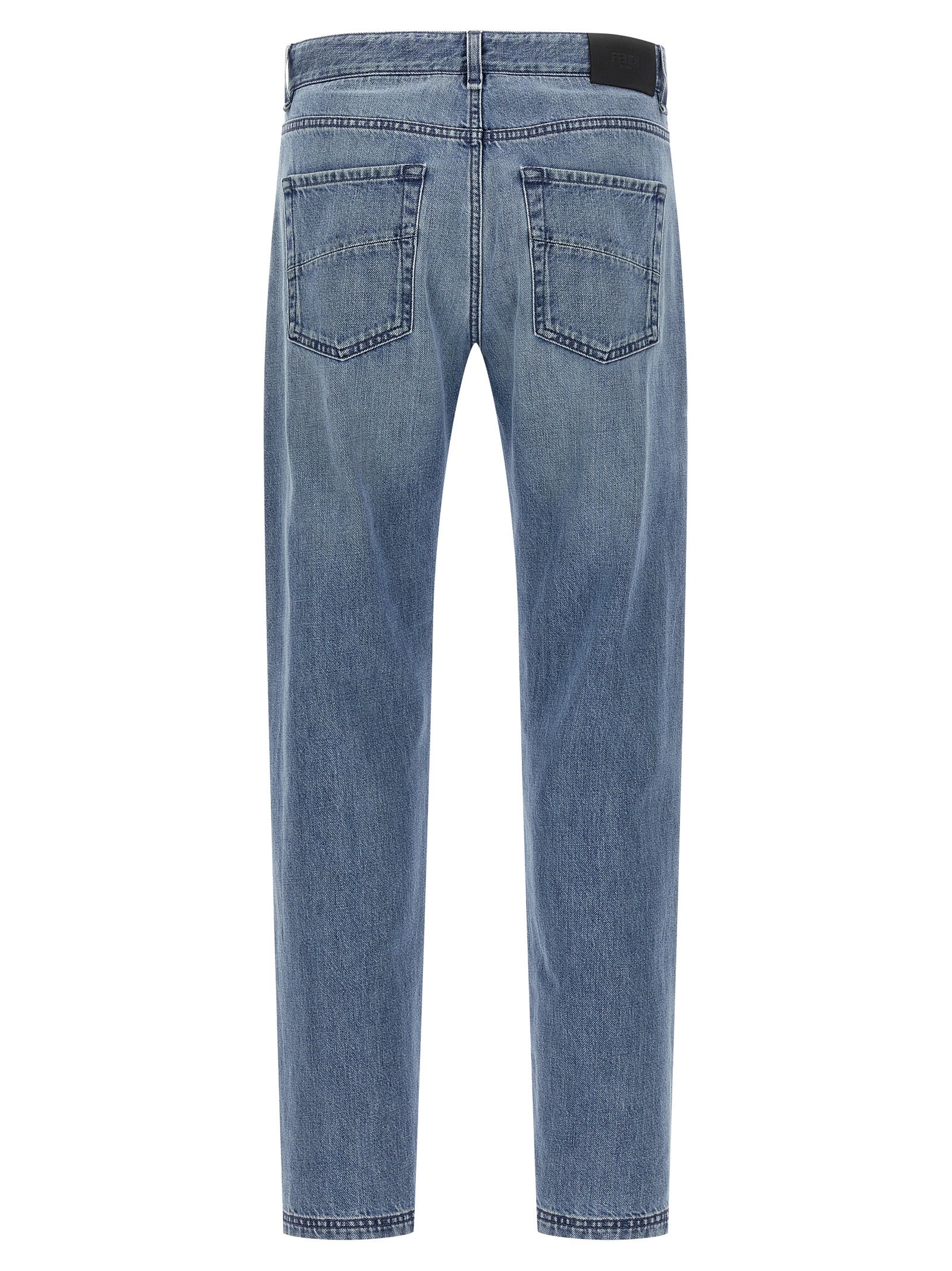 Fendi Blue Cotton Straight-Leg Jeans