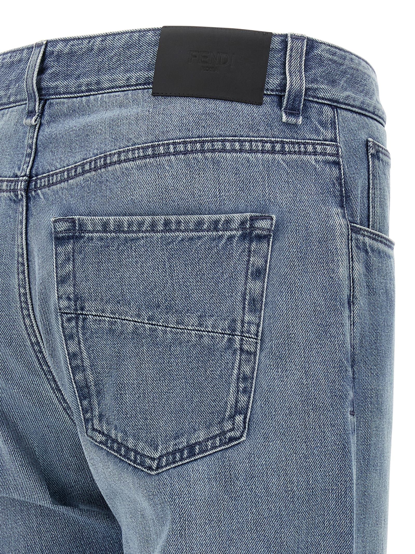 Fendi Blue Cotton Straight-Leg Jeans