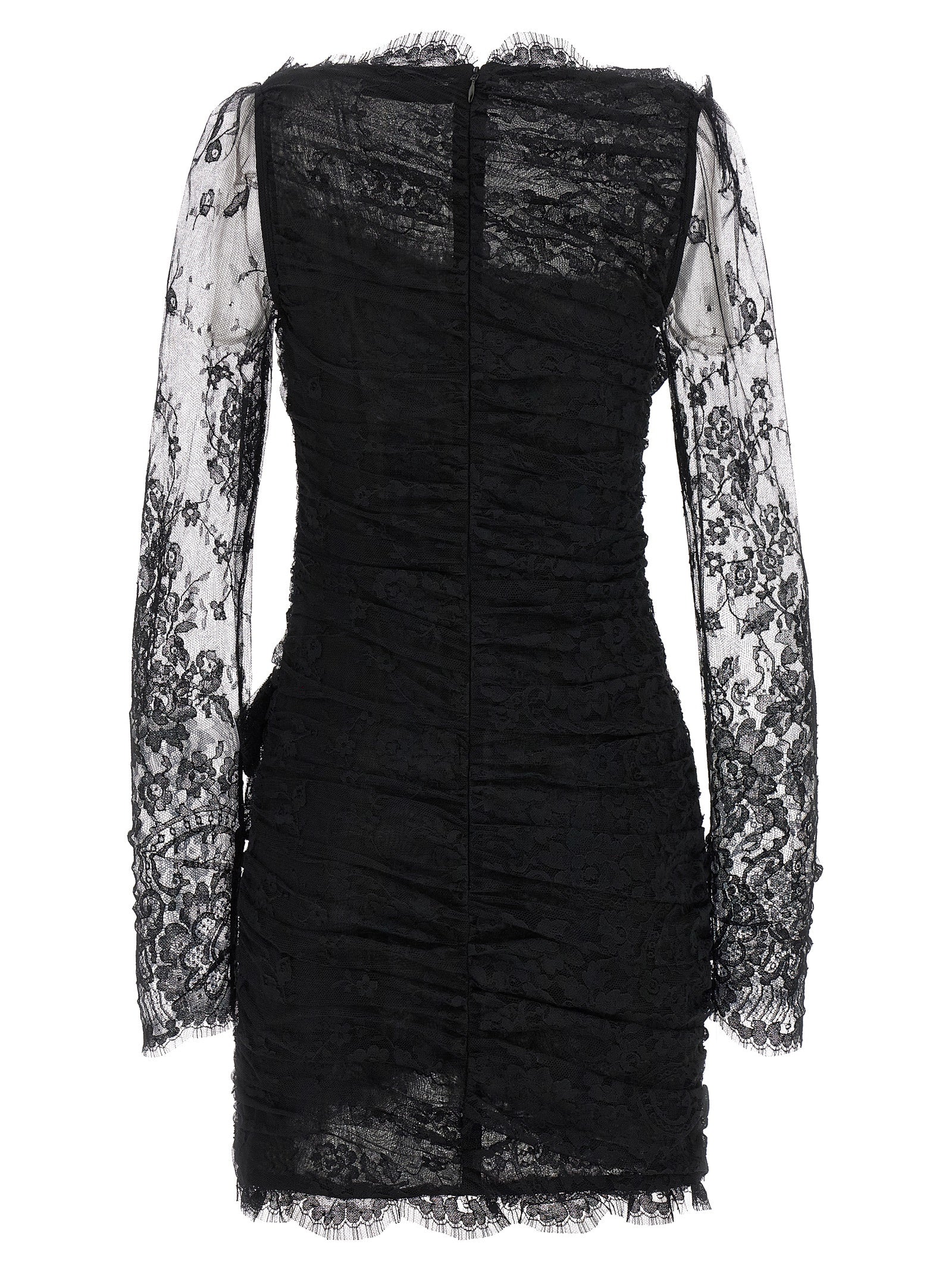 Alessandra Rich Black Organic Cotton Short Dress