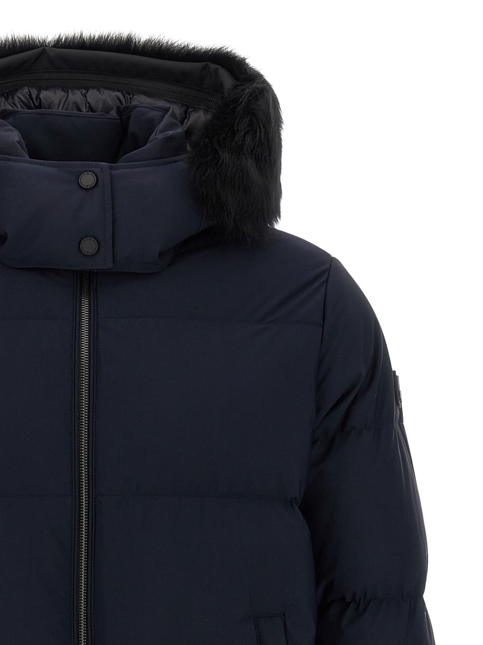 Moose Knuckles Blue Nylon Full-Length Jacket
