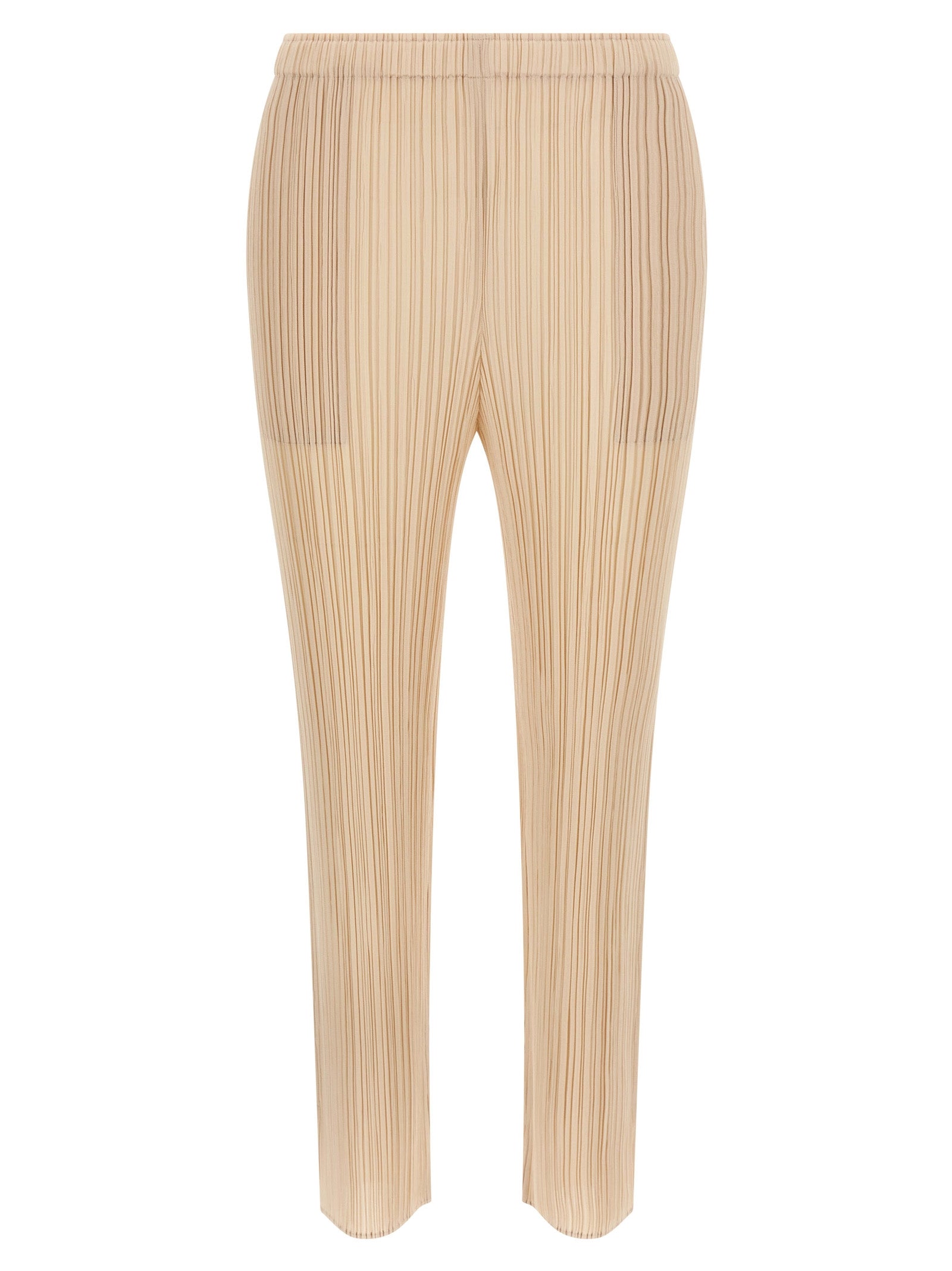 PLEATS PLEASE ISSEY MIYAKE Beige Polyester Casual Pants
