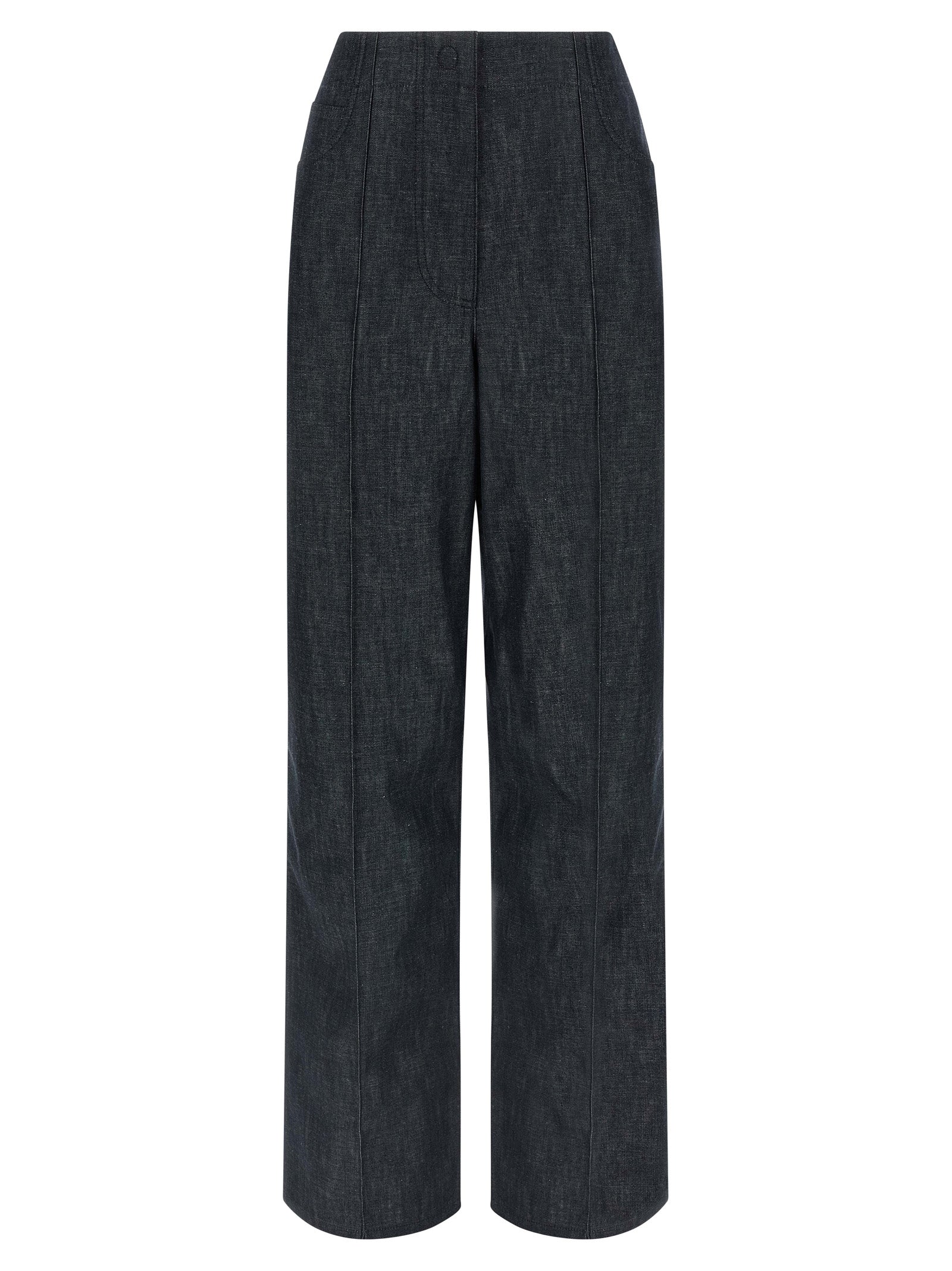 Fendi Blue Cotton High-Waisted Jean