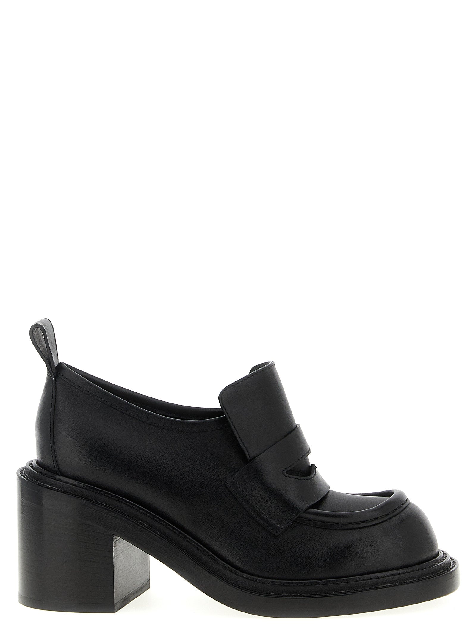 Moschino Black Leather Platform Loafers