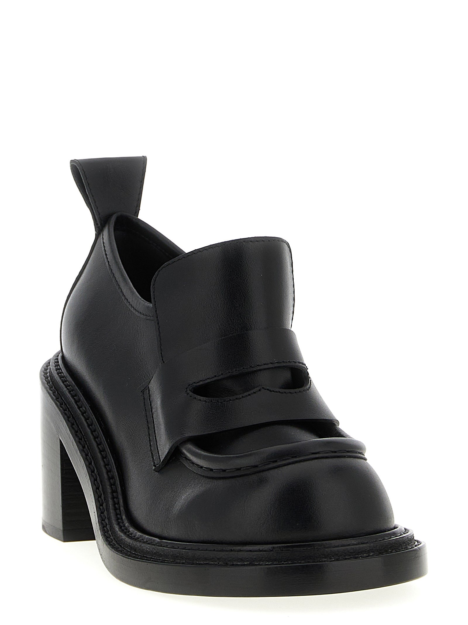 Moschino Black Leather Platform Loafers