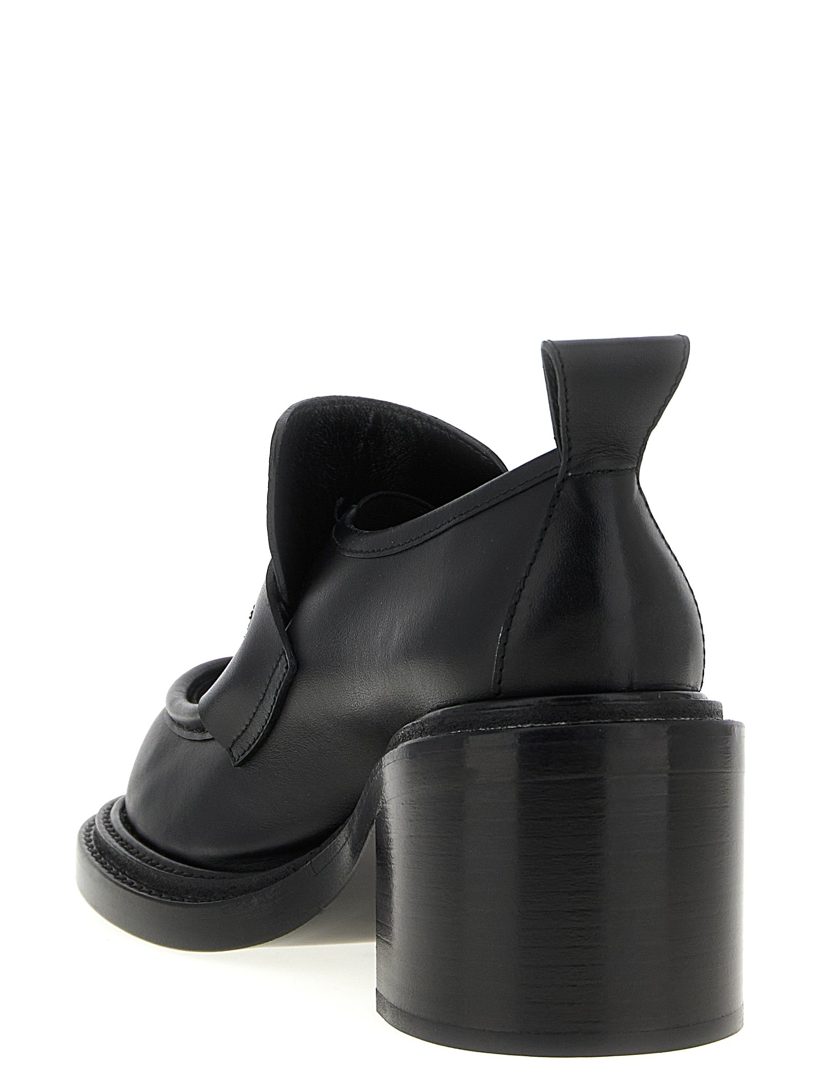 Moschino Black Leather Platform Loafers