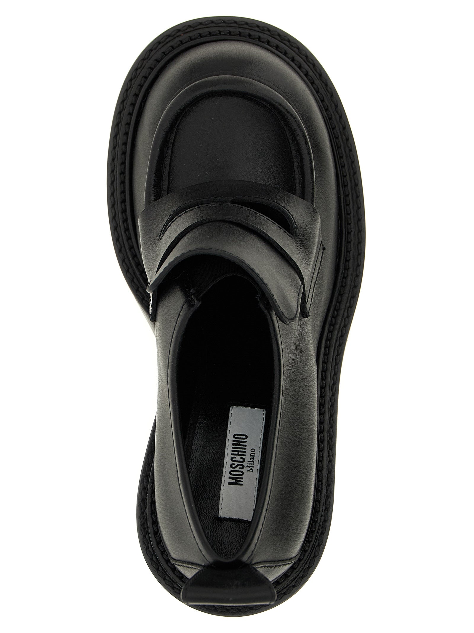 Moschino Black Leather Platform Loafers