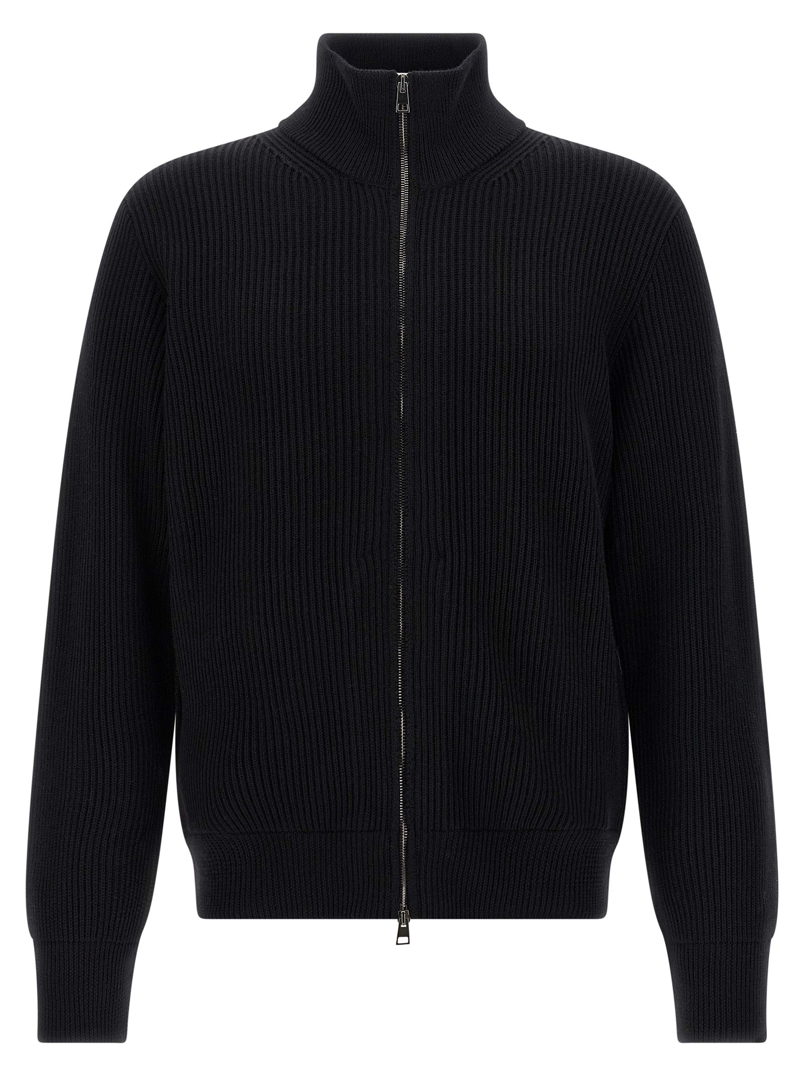 Roberto Collina Black Merino Wool Cardigan