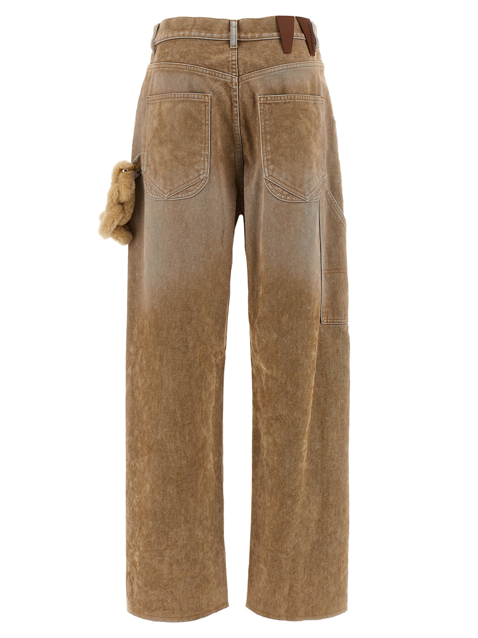 Darkpark Beige Cotton Straight-Leg Jeans