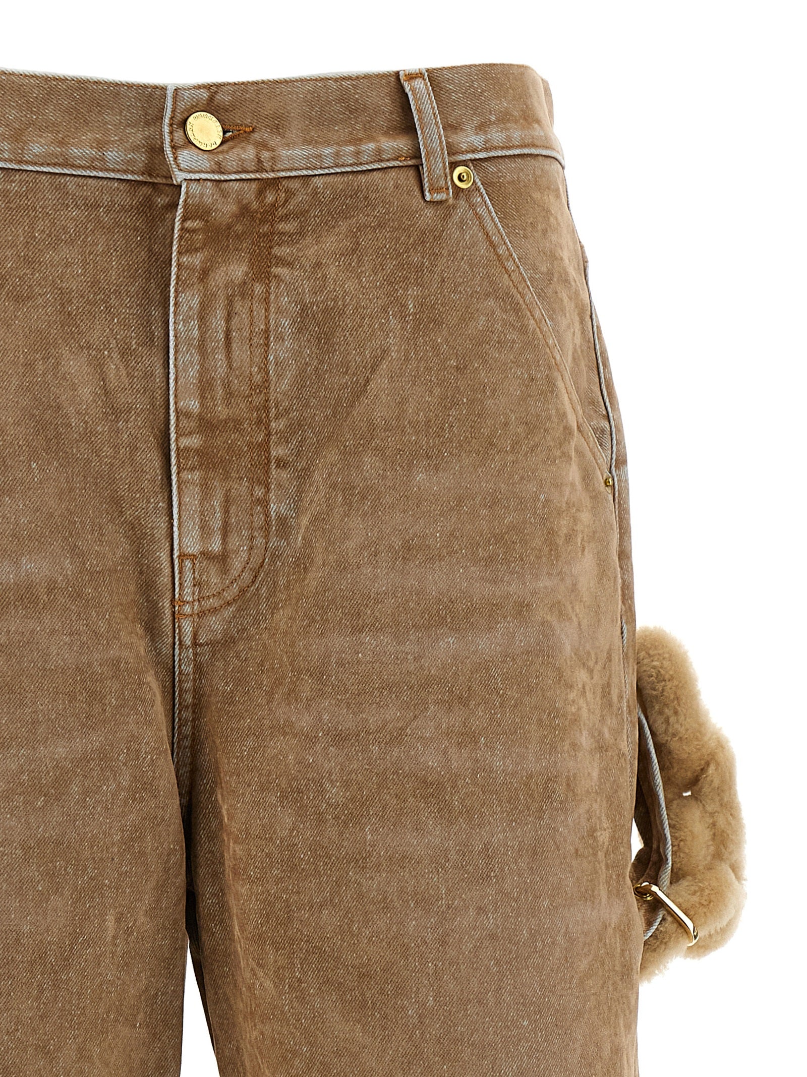Darkpark Beige Cotton Straight-Leg Jeans