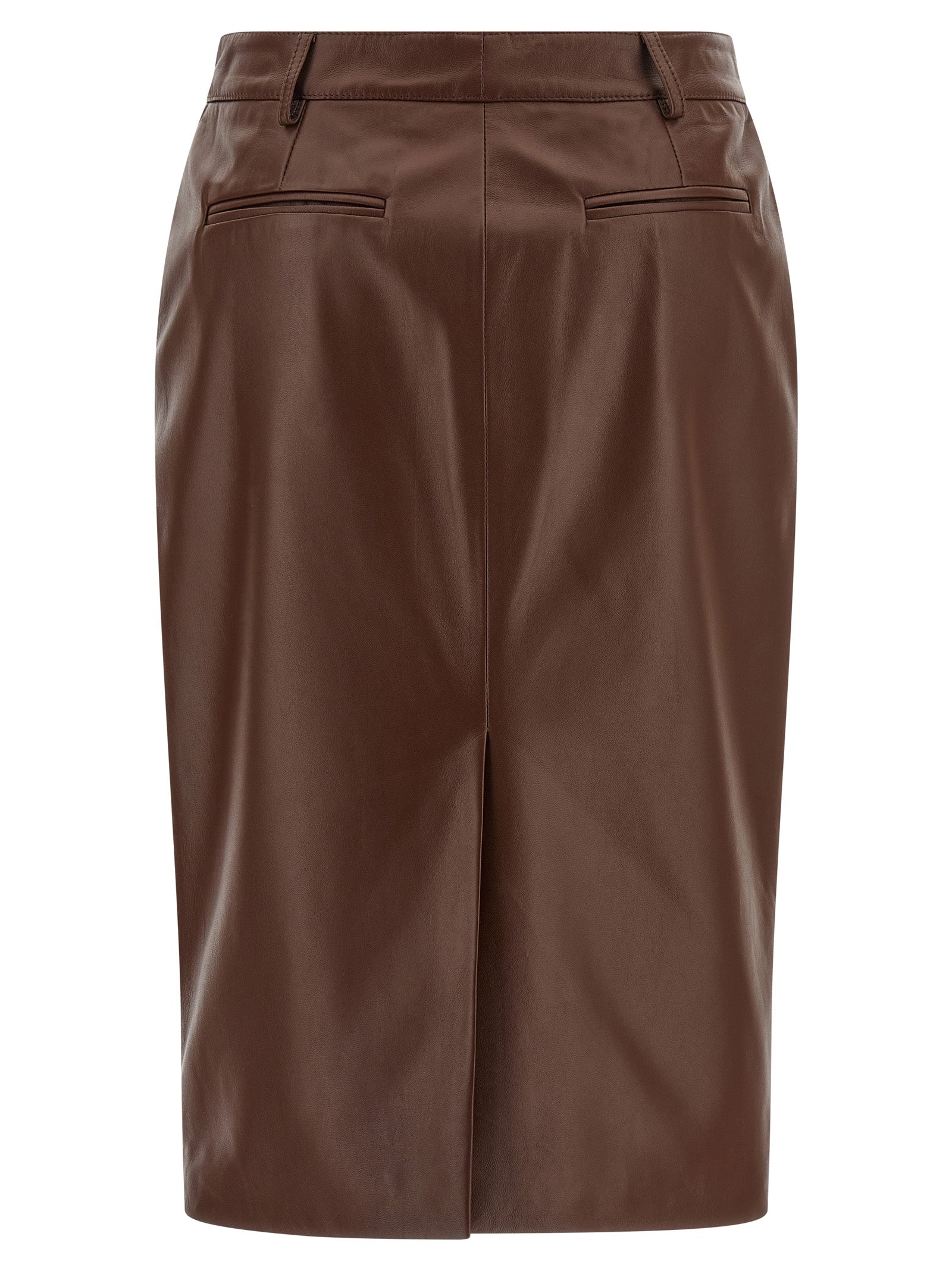 Giuseppe Di Morabito Brown Leather Midi Skirt