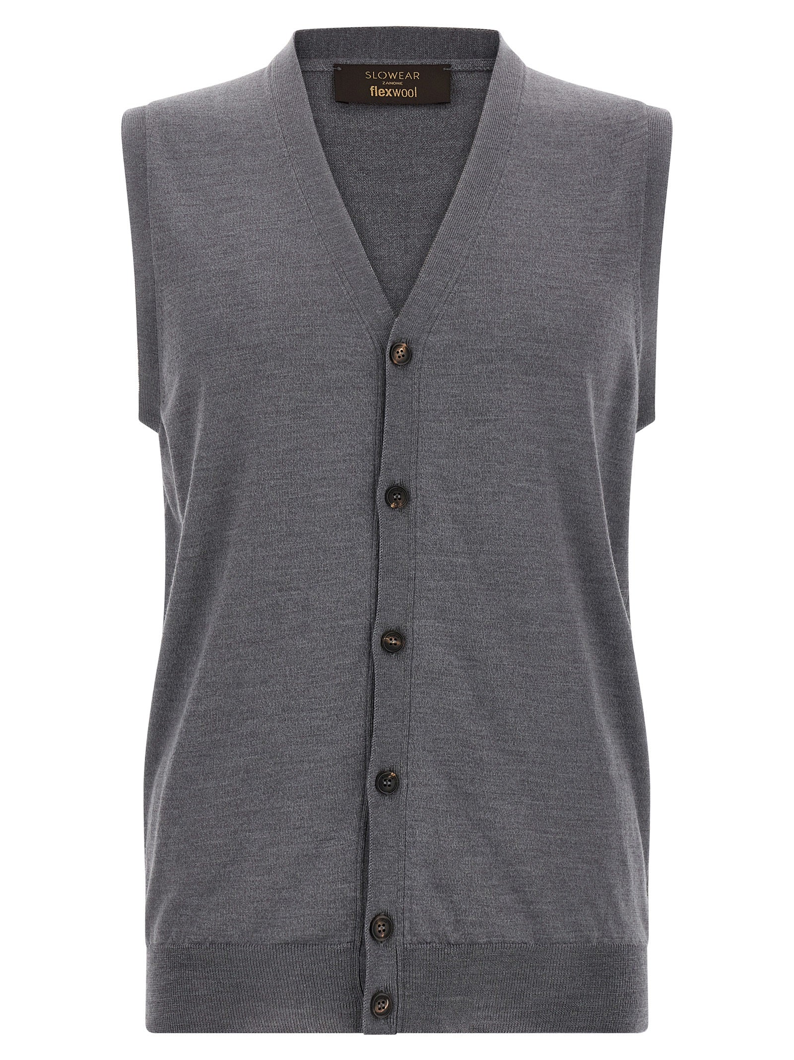 ZANONE Gray Virgin Wool Sleeveles Sweater