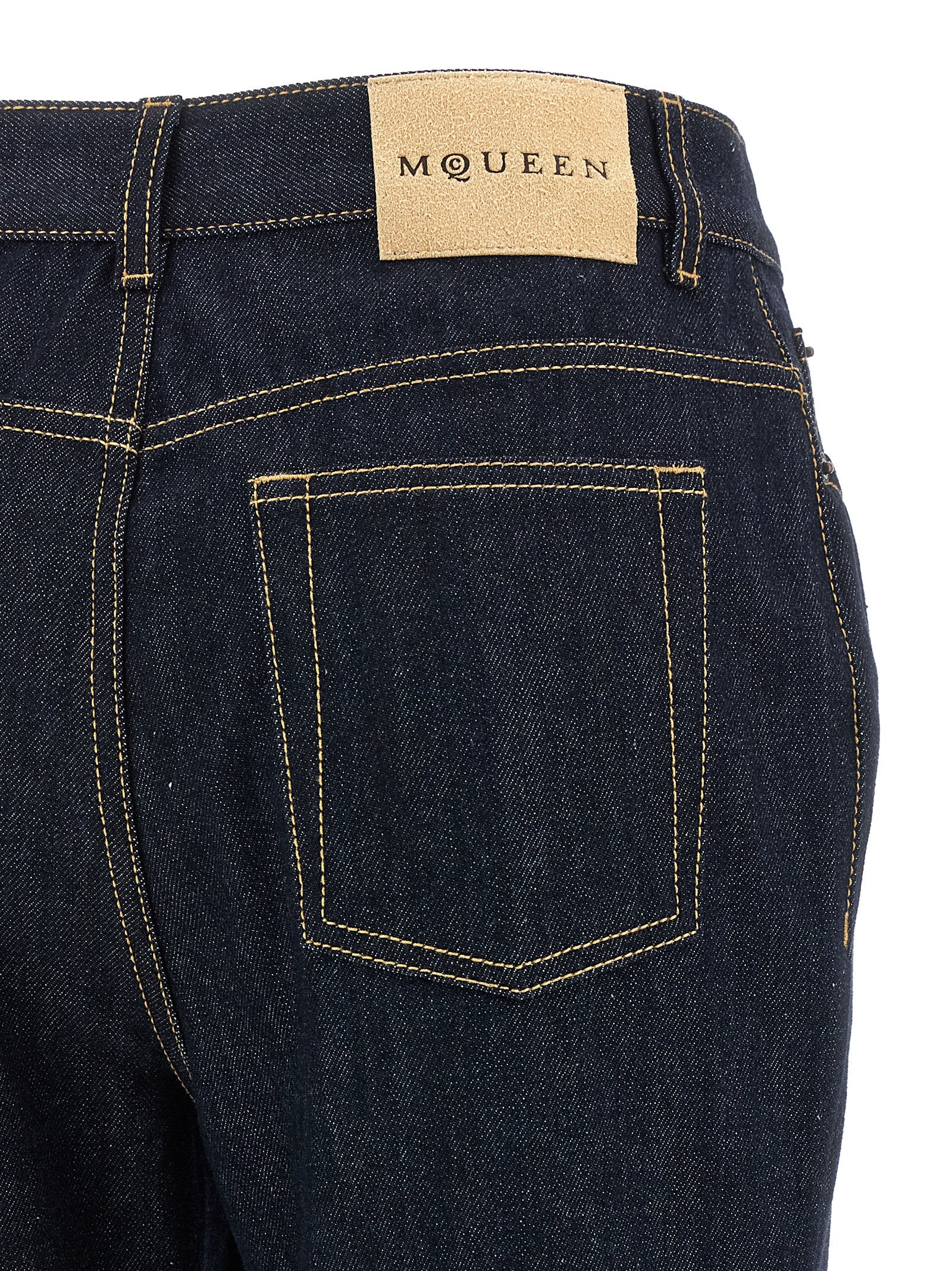 Alexander McQueen Blue Cotton Flared Jeans