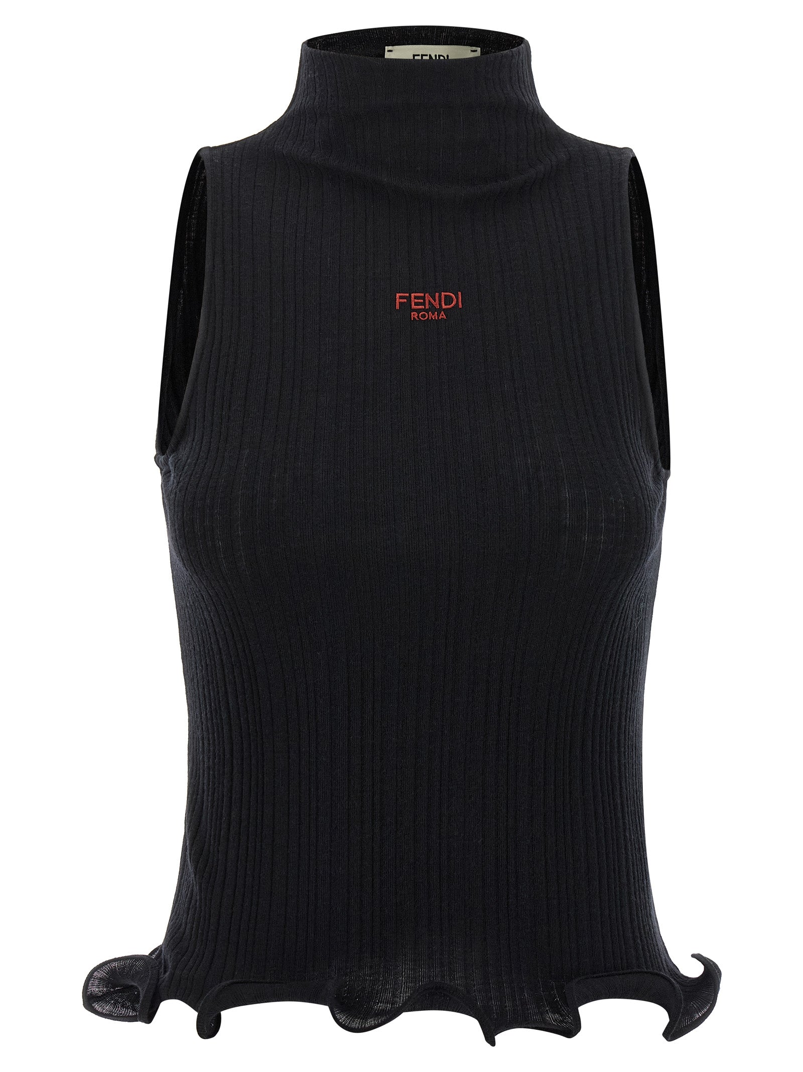 Fendi Black Polyester Sleeveles T-Shirt