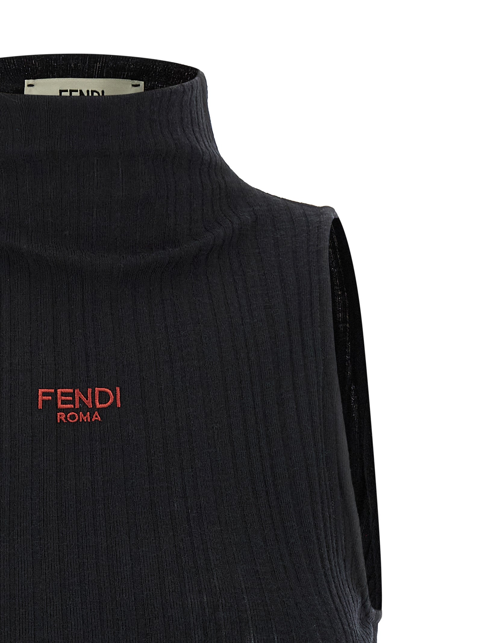 Fendi Black Polyester Sleeveles T-Shirt