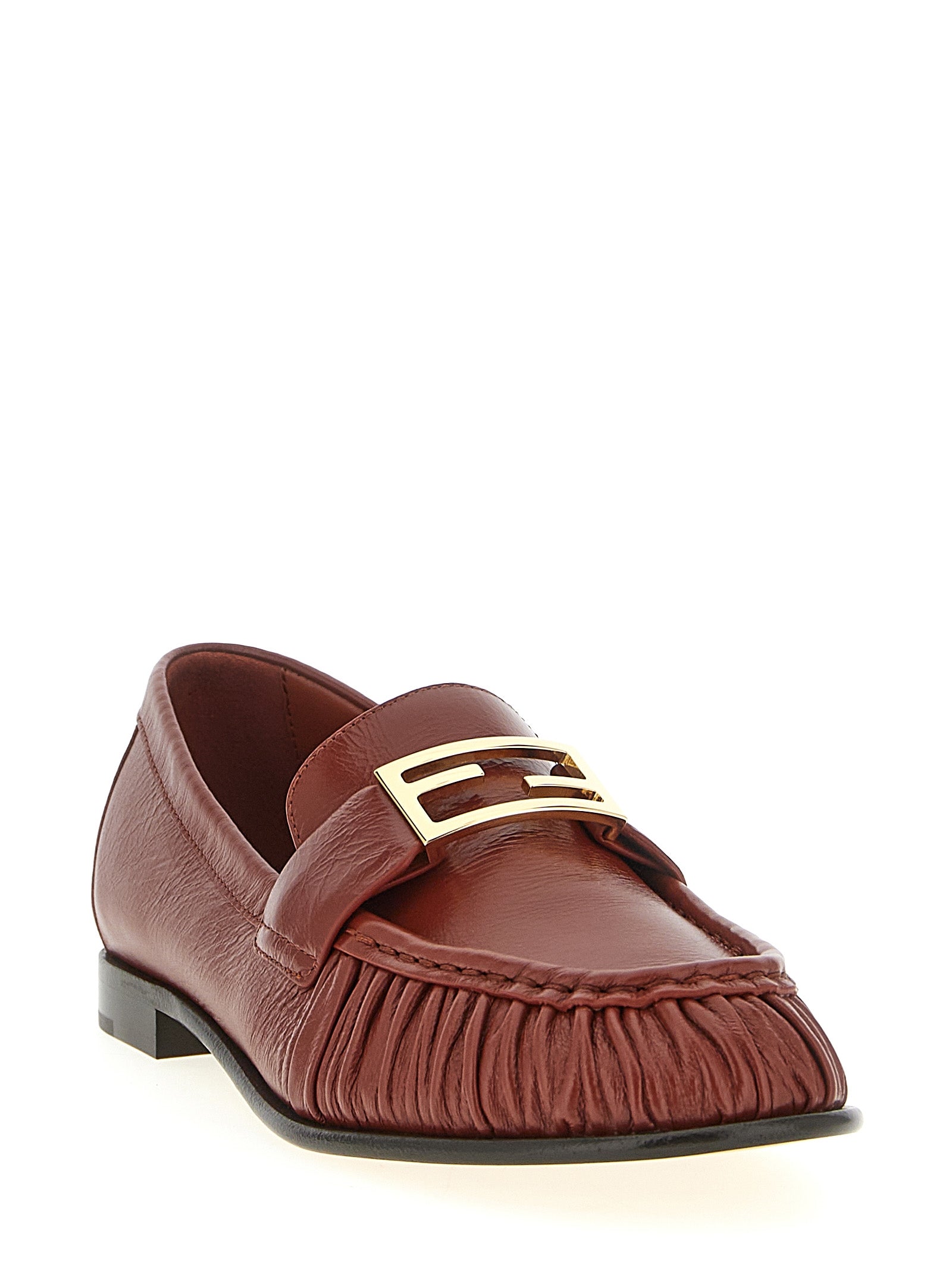 Fendi Brown Lamb Leather Slip-On Loafers
