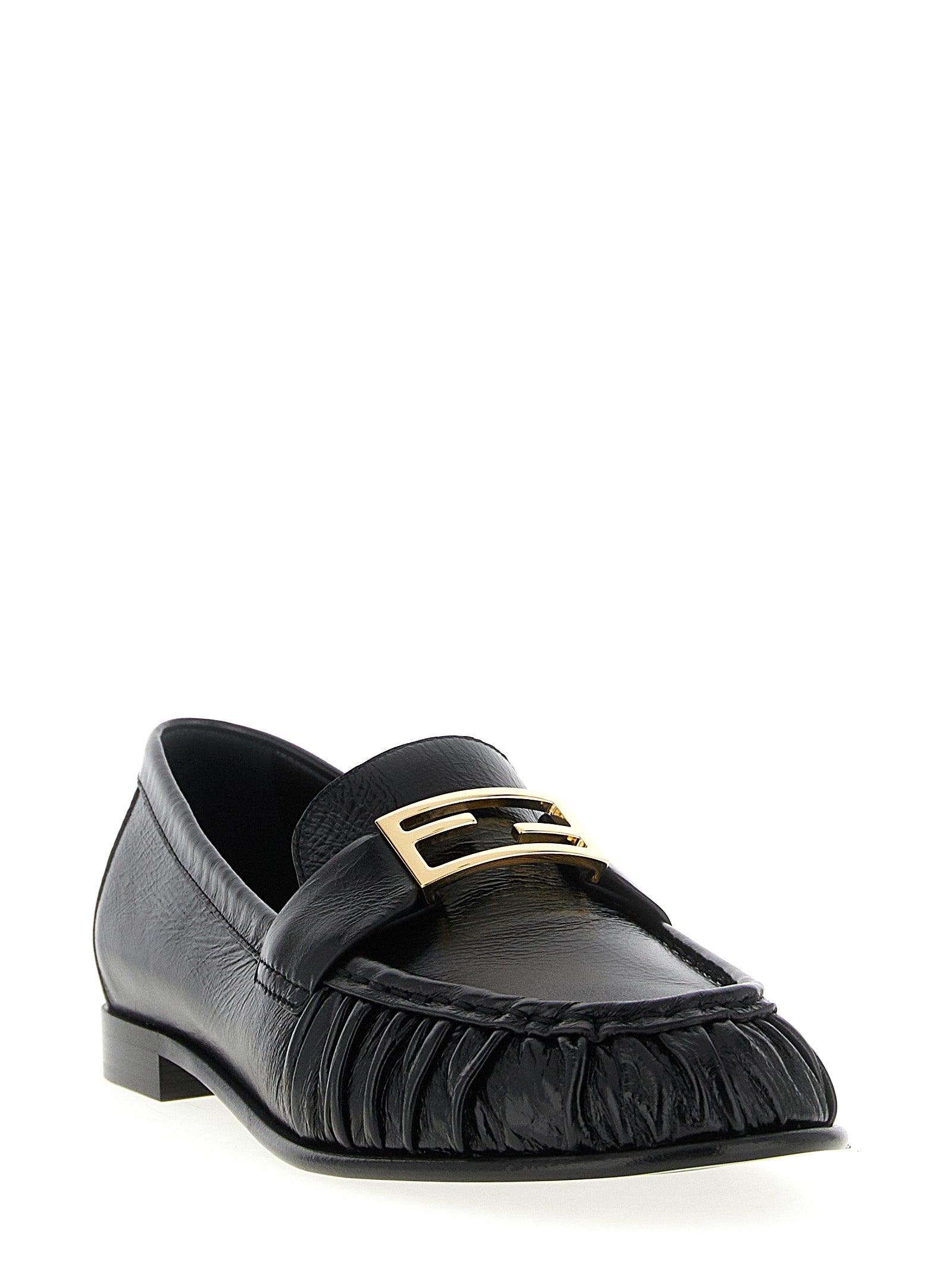Fendi Black Lamb Leather Slip-On Loafers