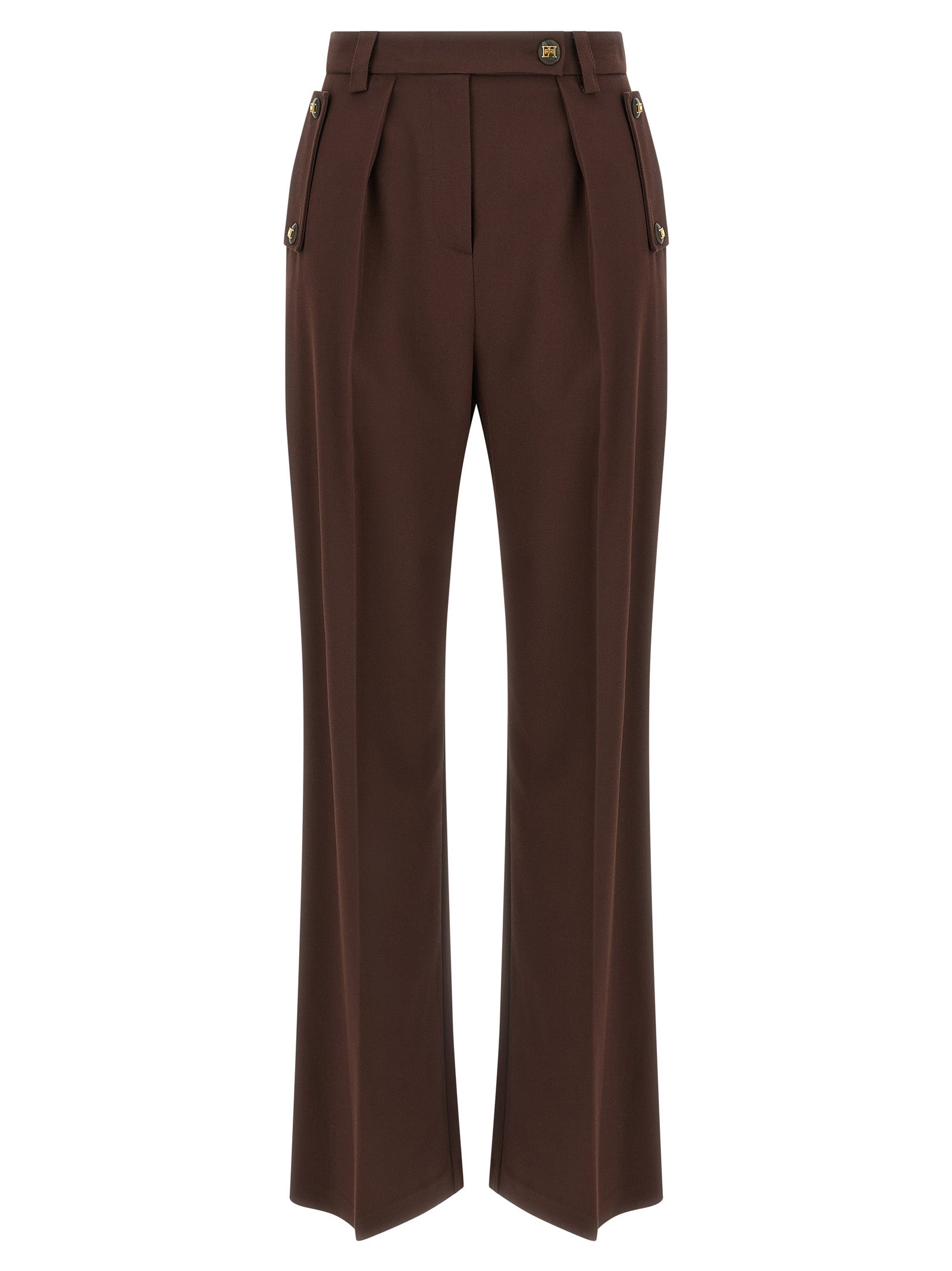 Elisabetta Franchi Brown Polyester Casual Pants