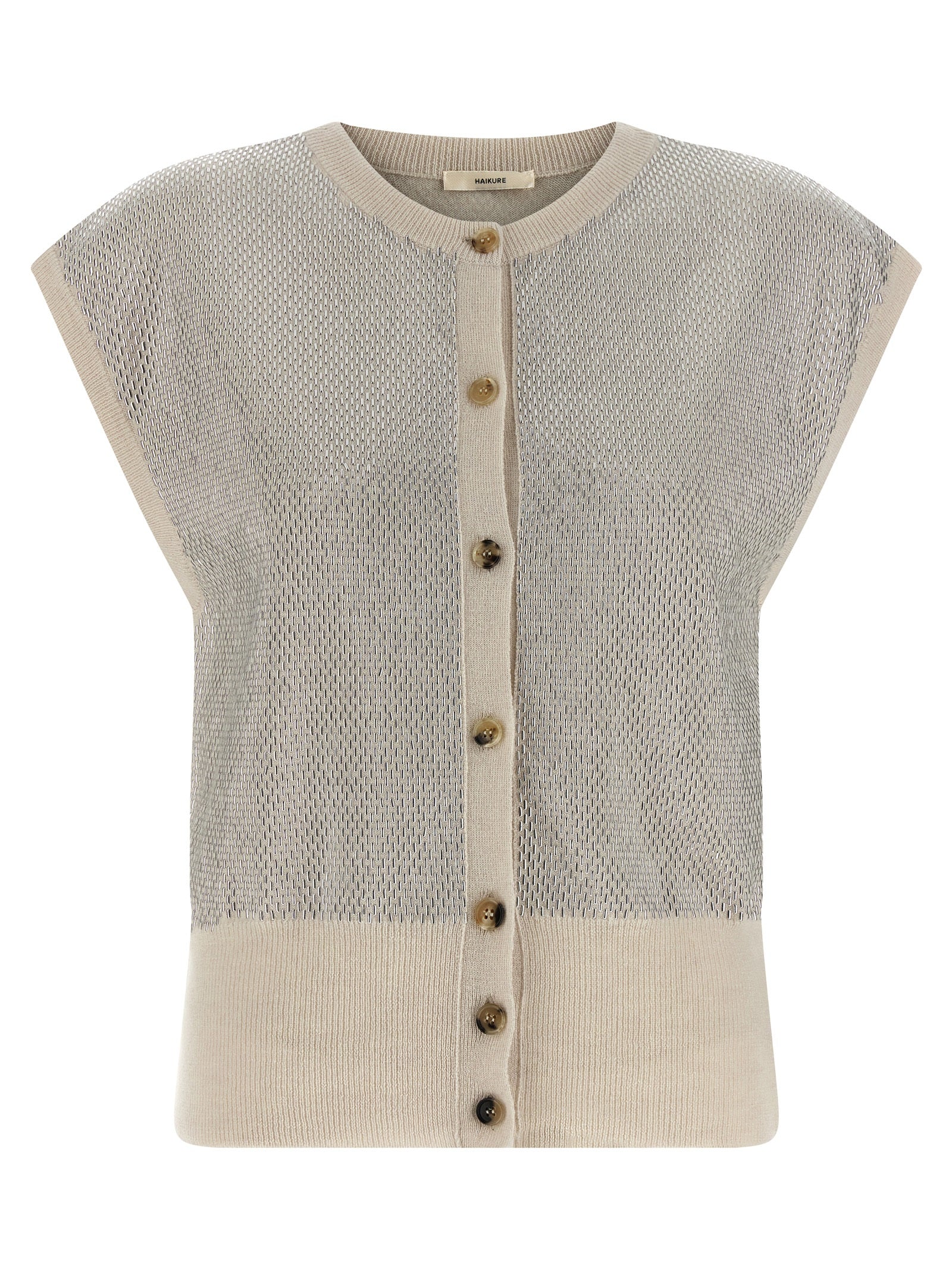 Haikure Beige Virgin Wool Sleeveless Jacket