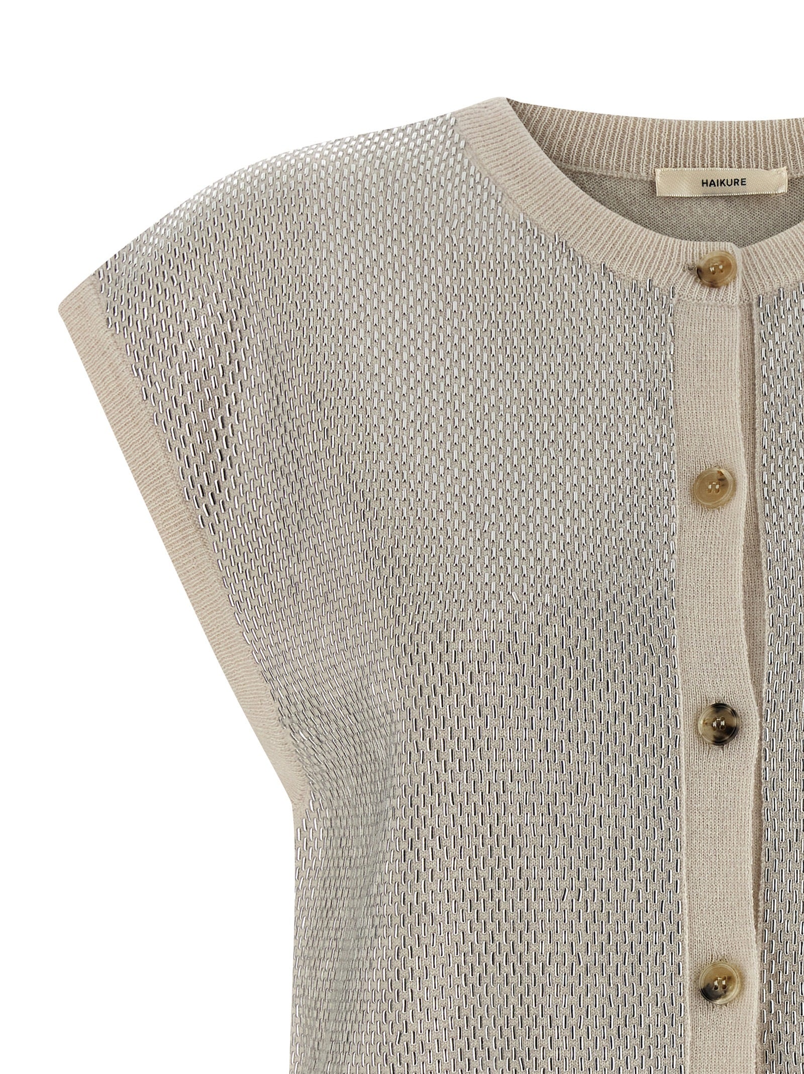 Haikure Beige Virgin Wool Sleeveless Jacket