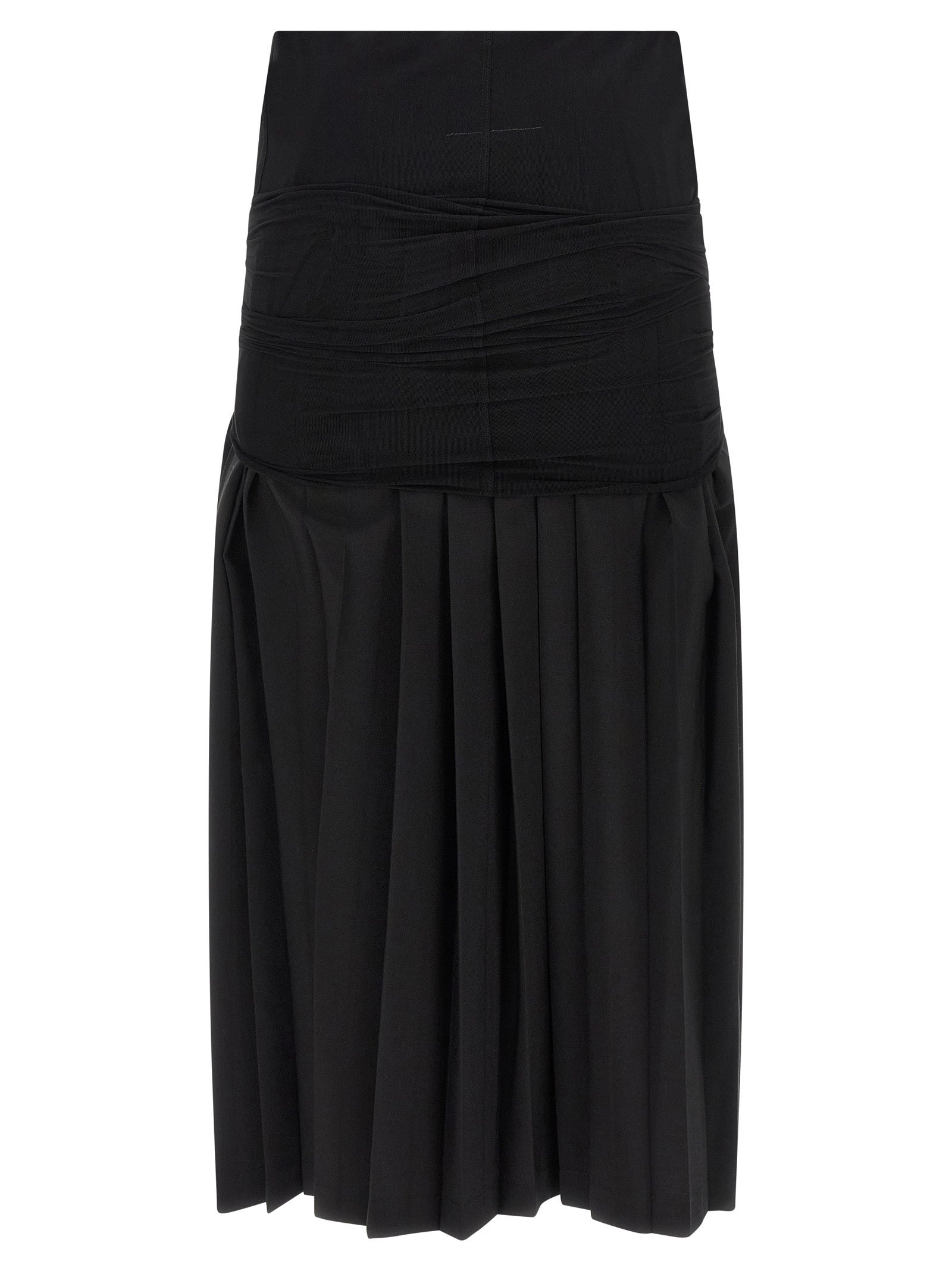 MM6 Maison Margiela Black Polyester Midi Skirt