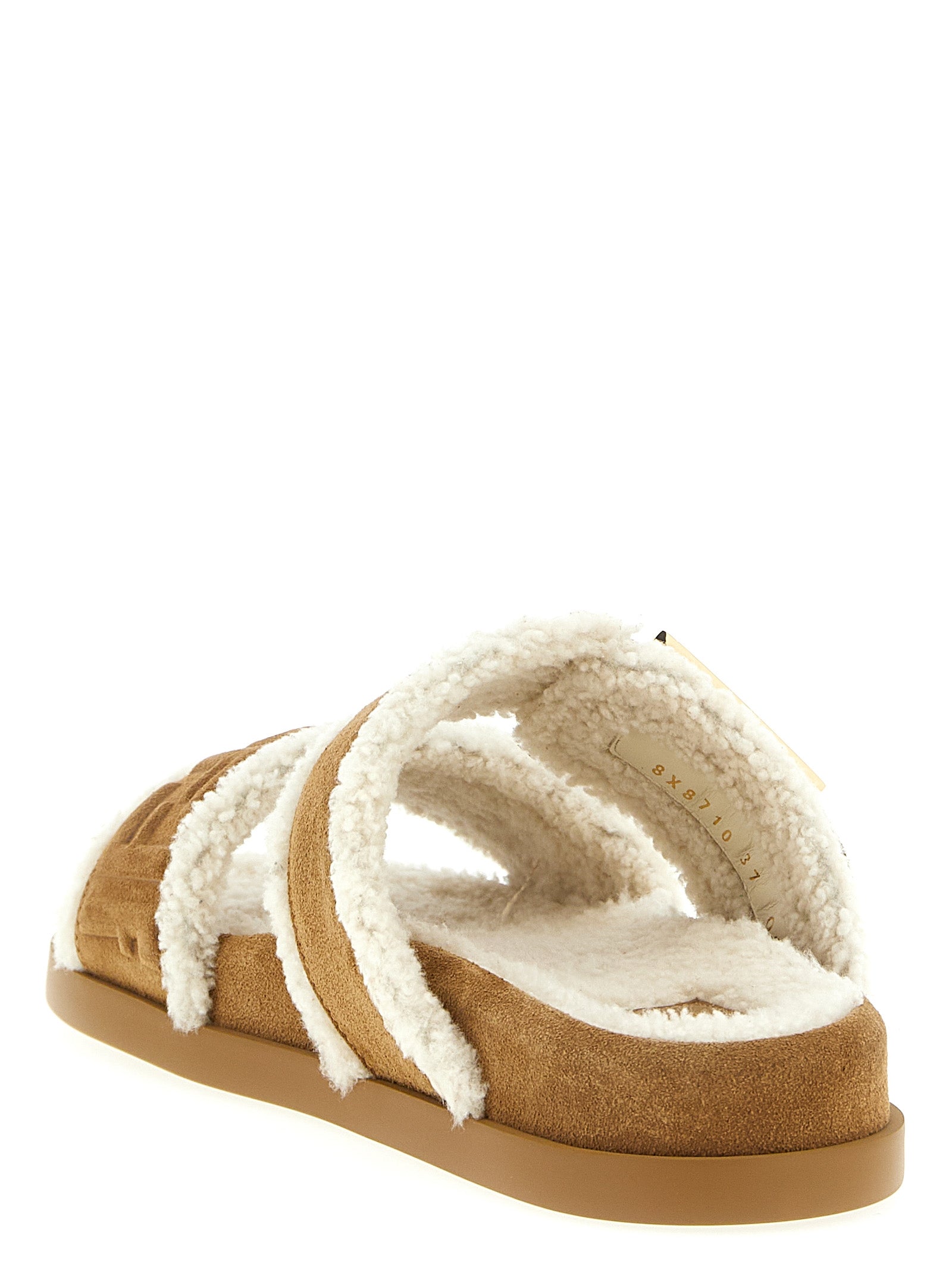 Fendi Beige Calfskin Slides
