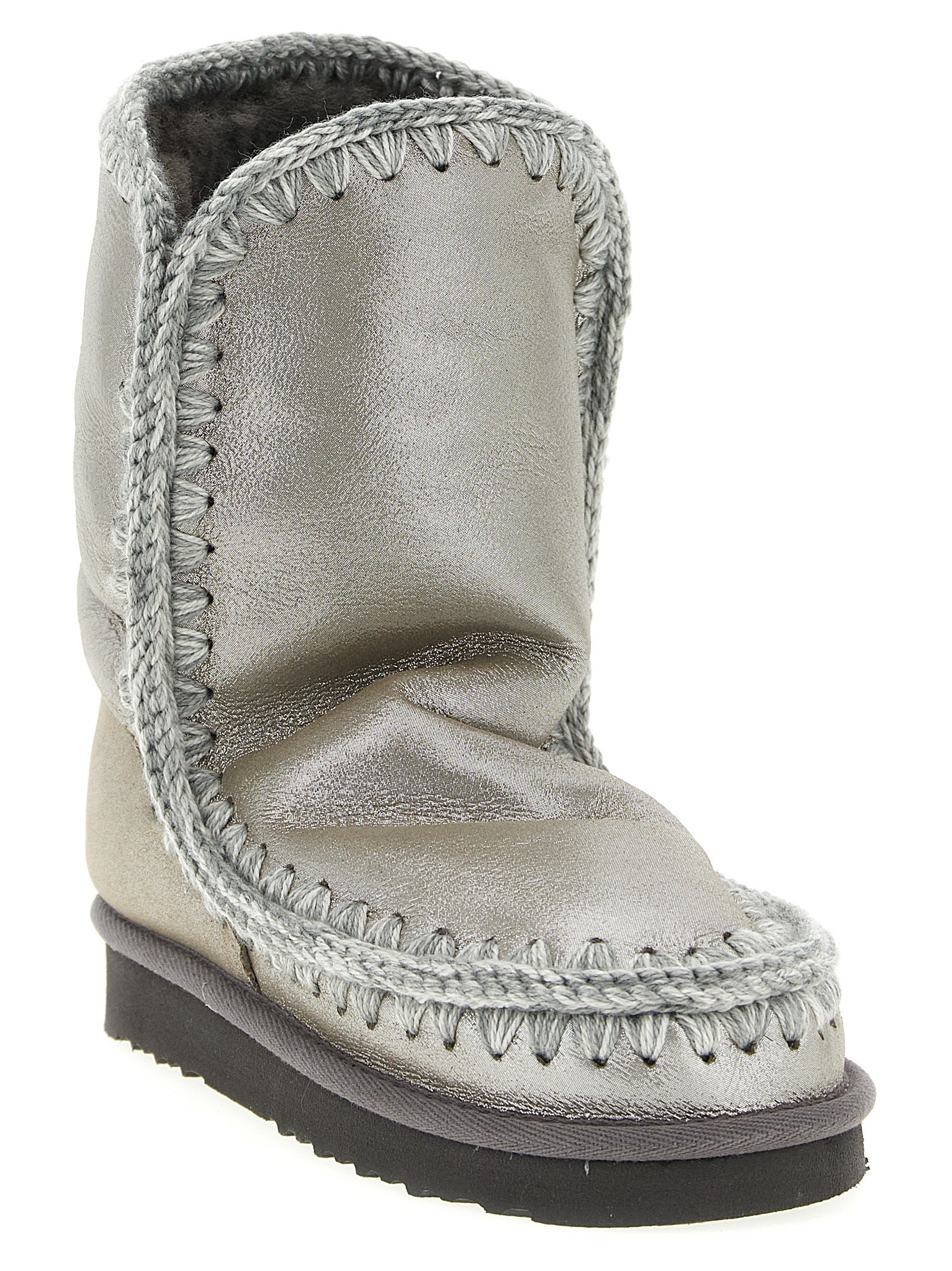 Mou Silver Lambskin Ankle Boots
