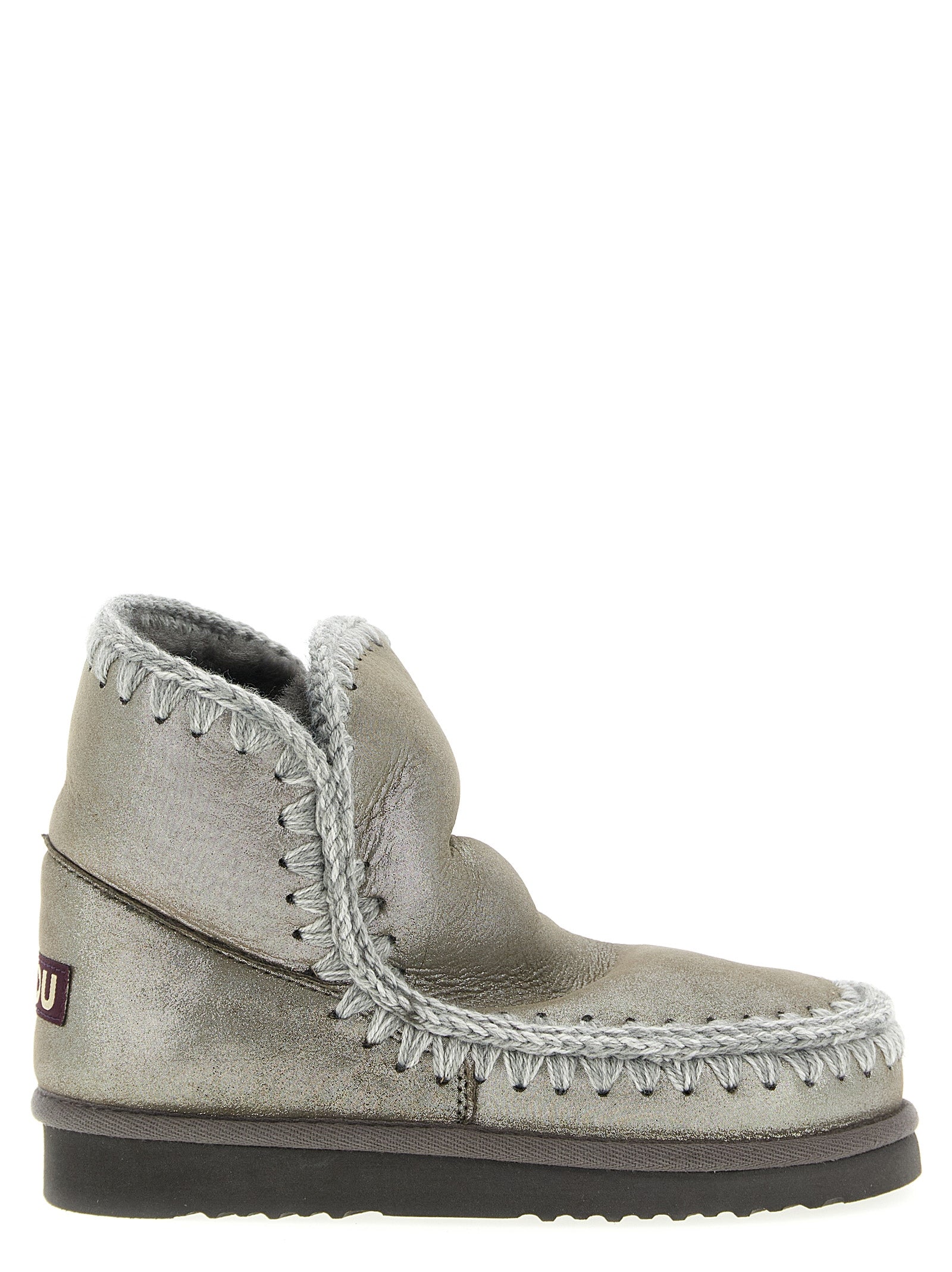 Mou Silver Lambskin Ankle Boots