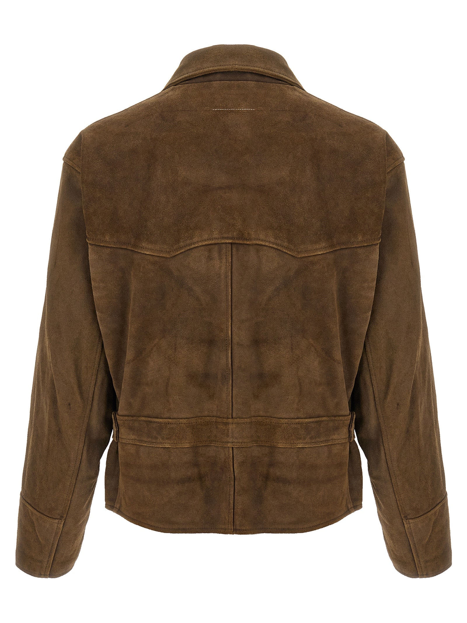 MM6 Maison Margiela Brown Calfskin Leather Jacket