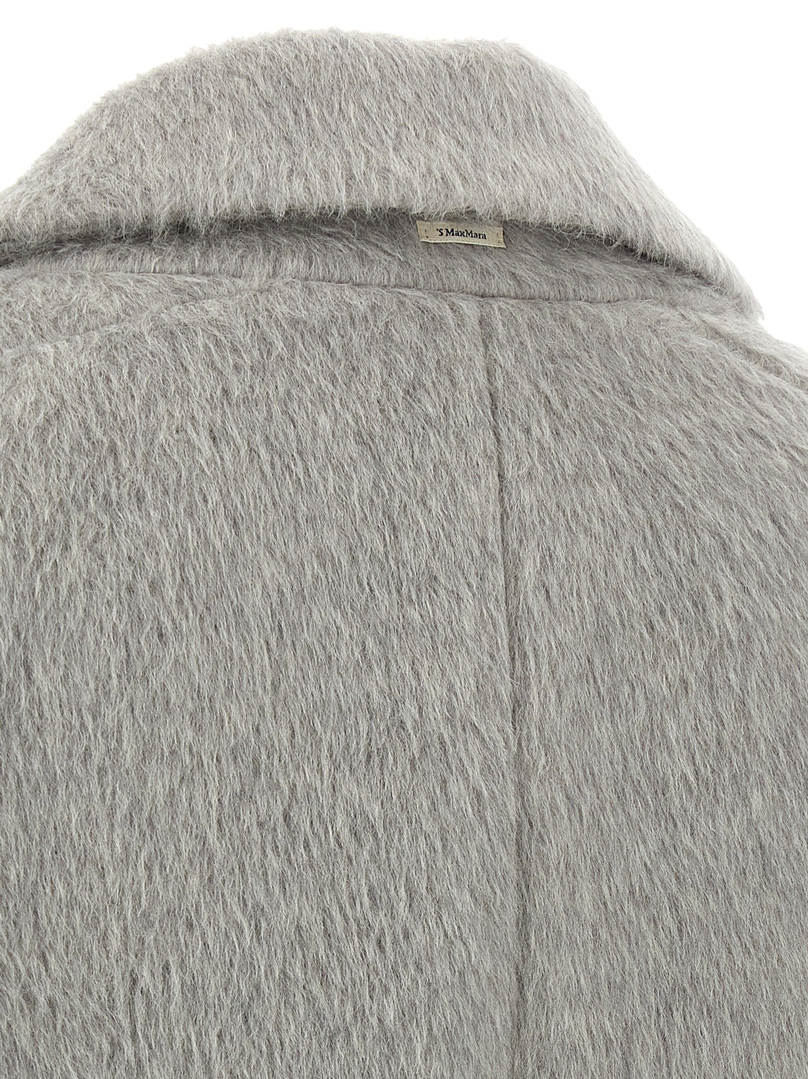 'S Max Mara Gray Alpaca Leather Coat