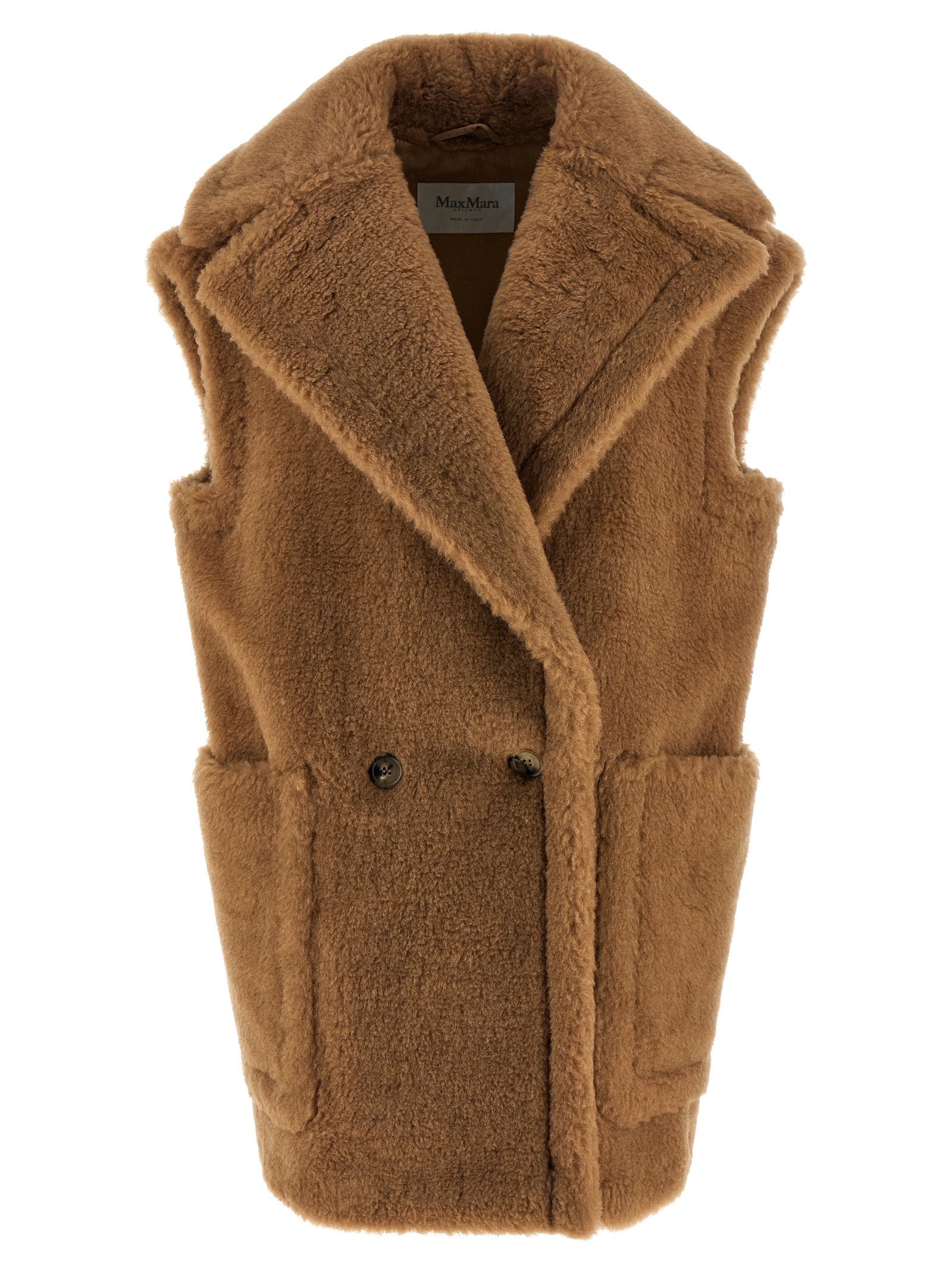 Max Mara Beige Wool Sleeveless Jacket