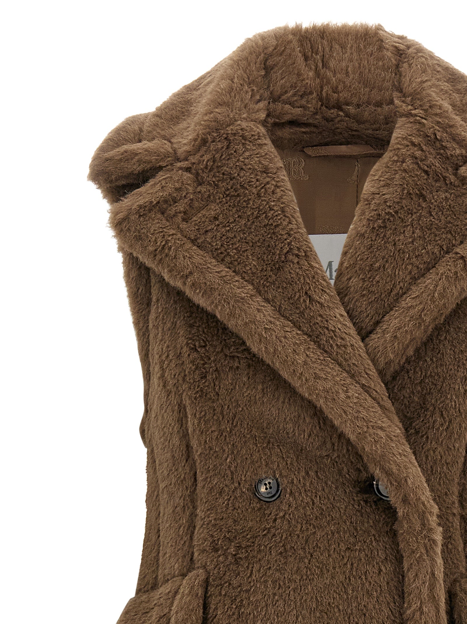 Max Mara Brown Alpaca Leather Coat