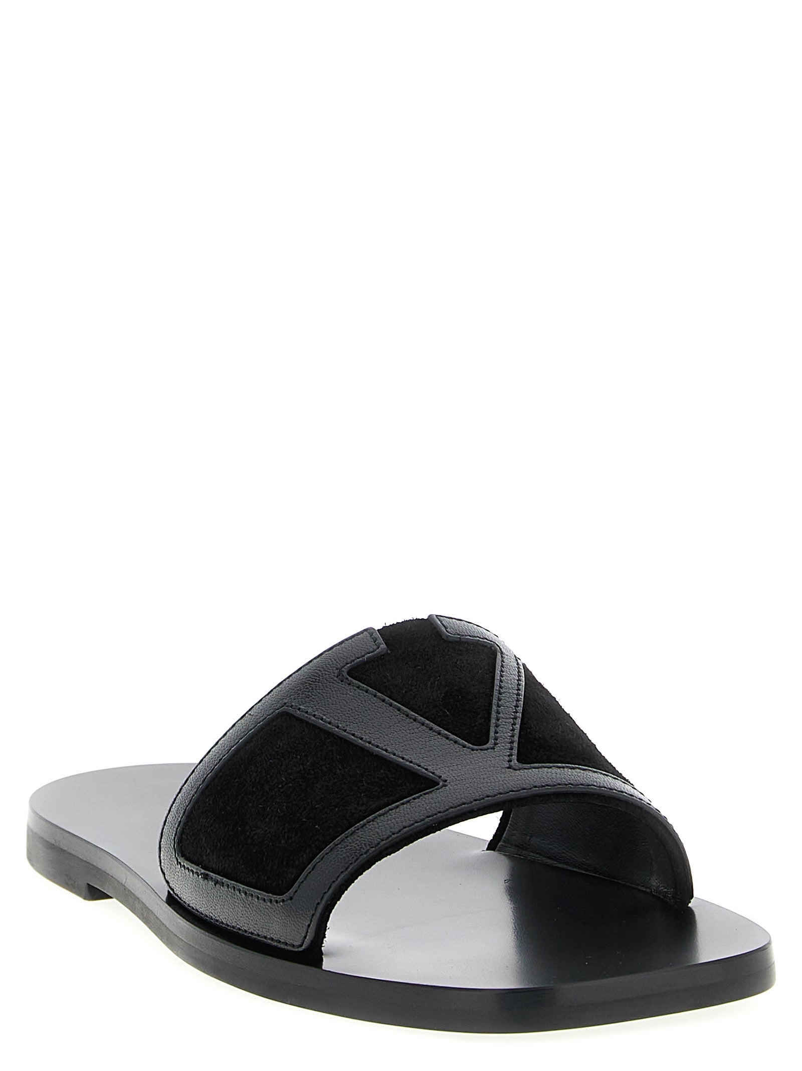 Valentino Garavani Black Calfskin Slides