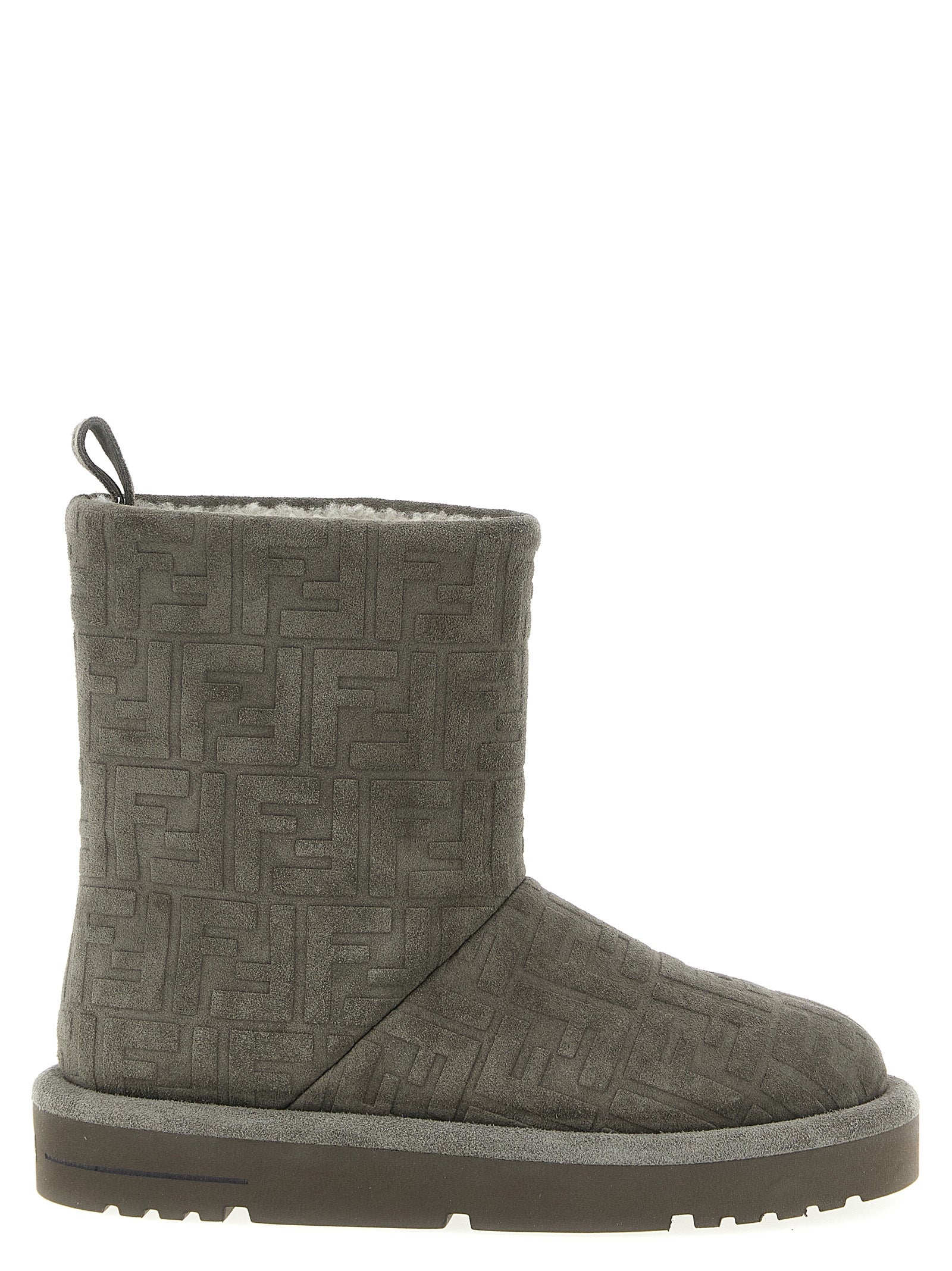 Fendi Gray Calfskin Ankle Boots