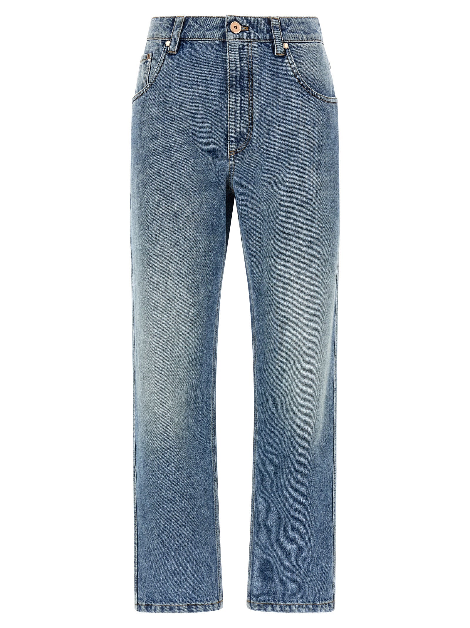 Brunello Cucinelli Blue Cotton Straight-Leg Jeans