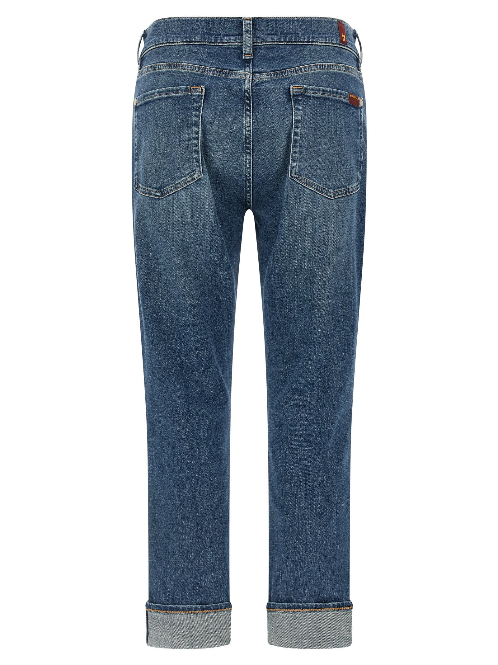 7 For All Mankind Blue Cotton Relaxed Fit Jeans