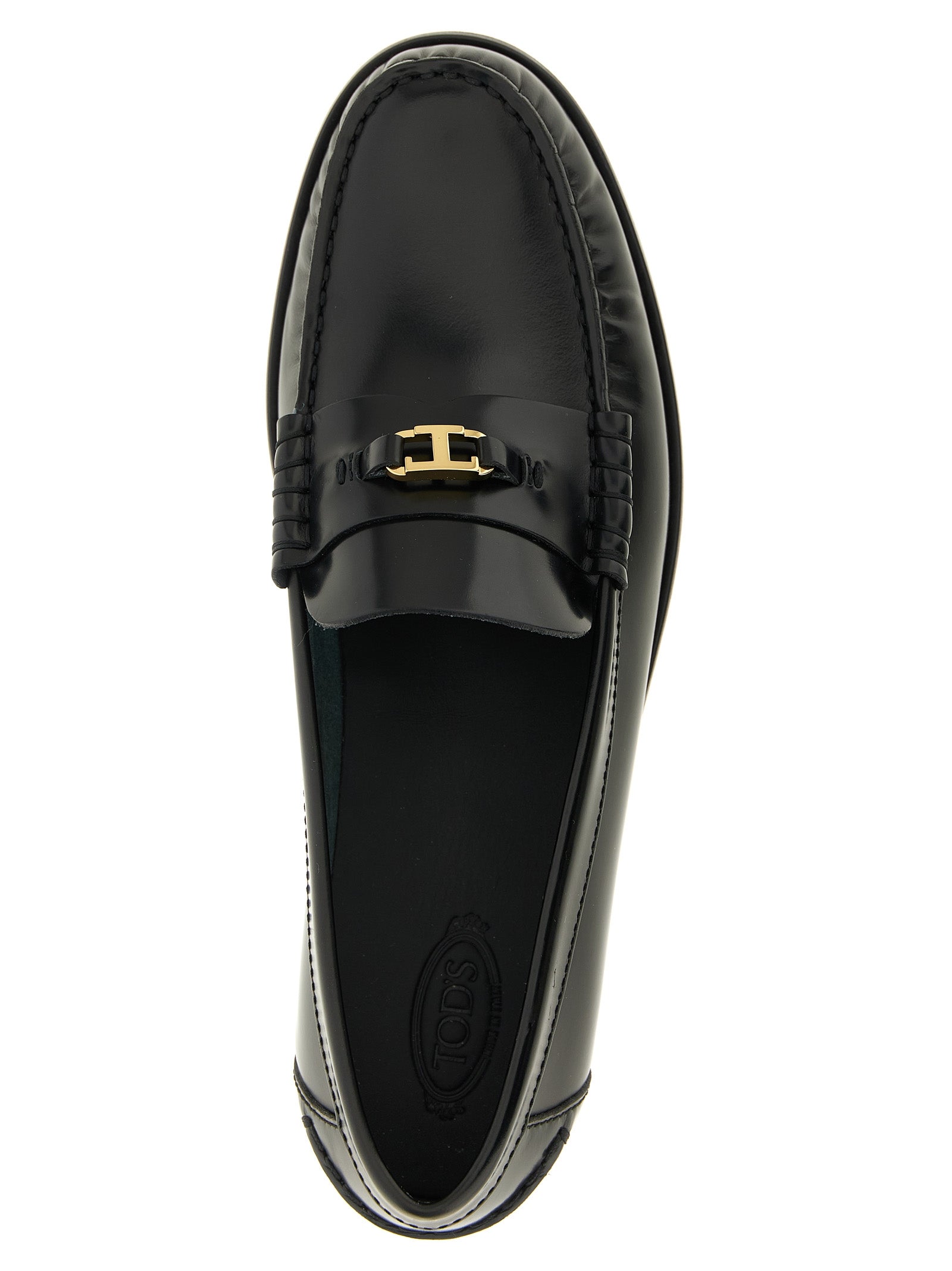 Tod's Black Calfskin Slip-On Loafers