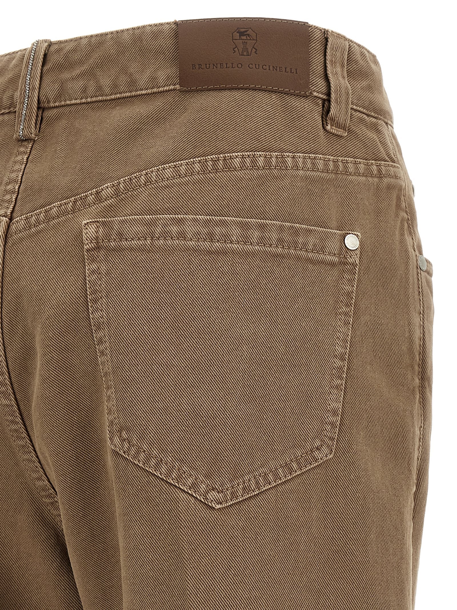 Brunello Cucinelli Beige Cotton Straight-Leg Jeans