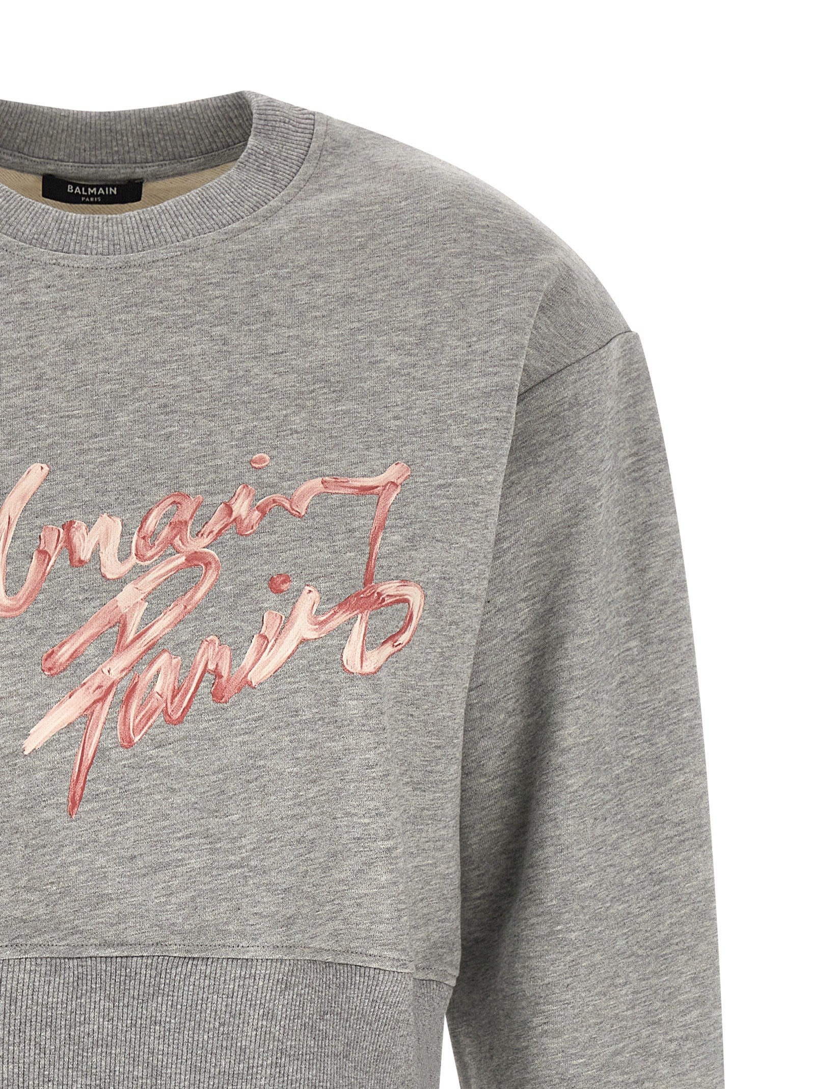 Balmain Gray Cotton Sweatshirt