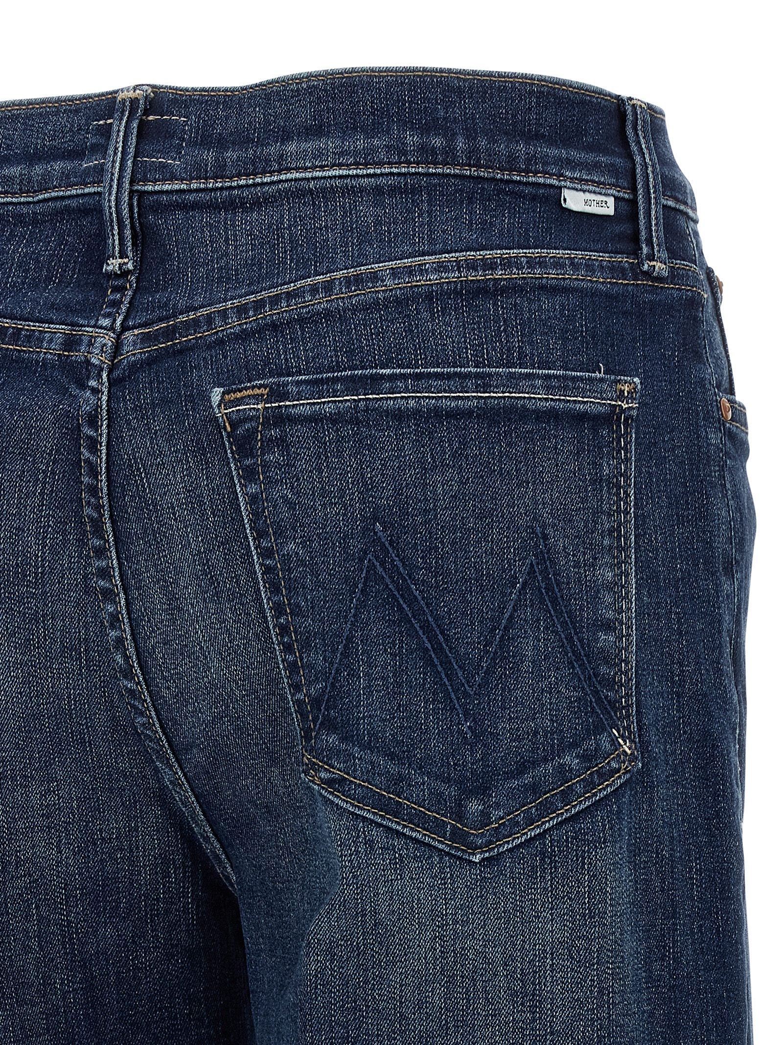 Mother Denim Blue Cotton Straight-Leg Jeans