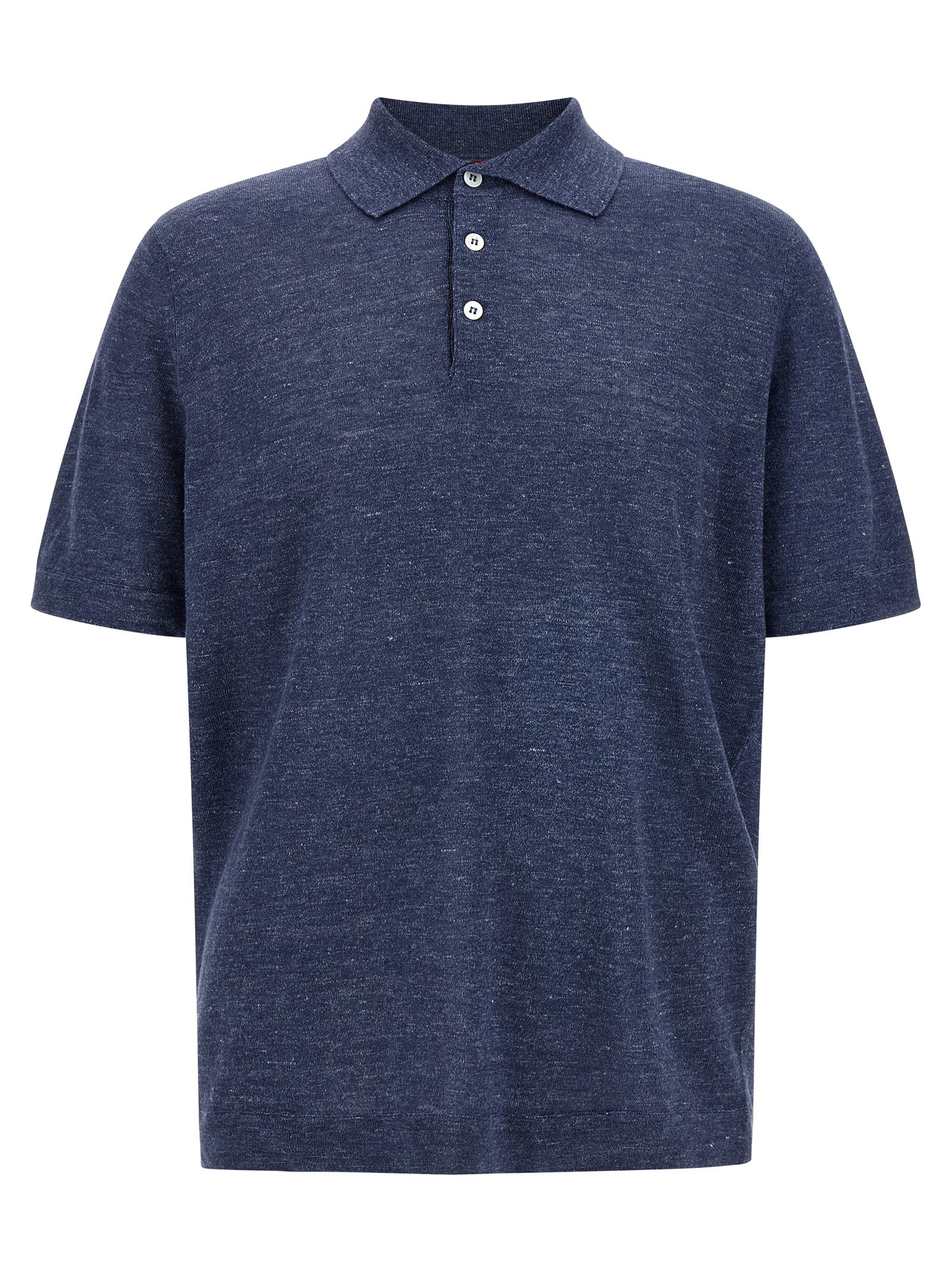 Brunello Cucinelli Blue Linen Polo Shirt