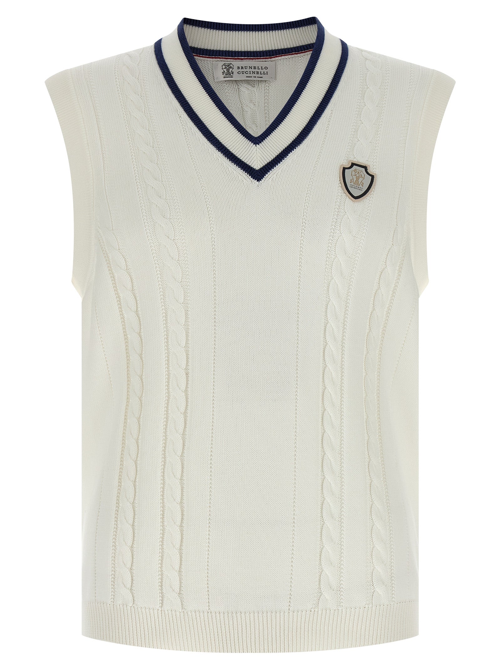Brunello Cucinelli White Cotton Sleeveles Sweater