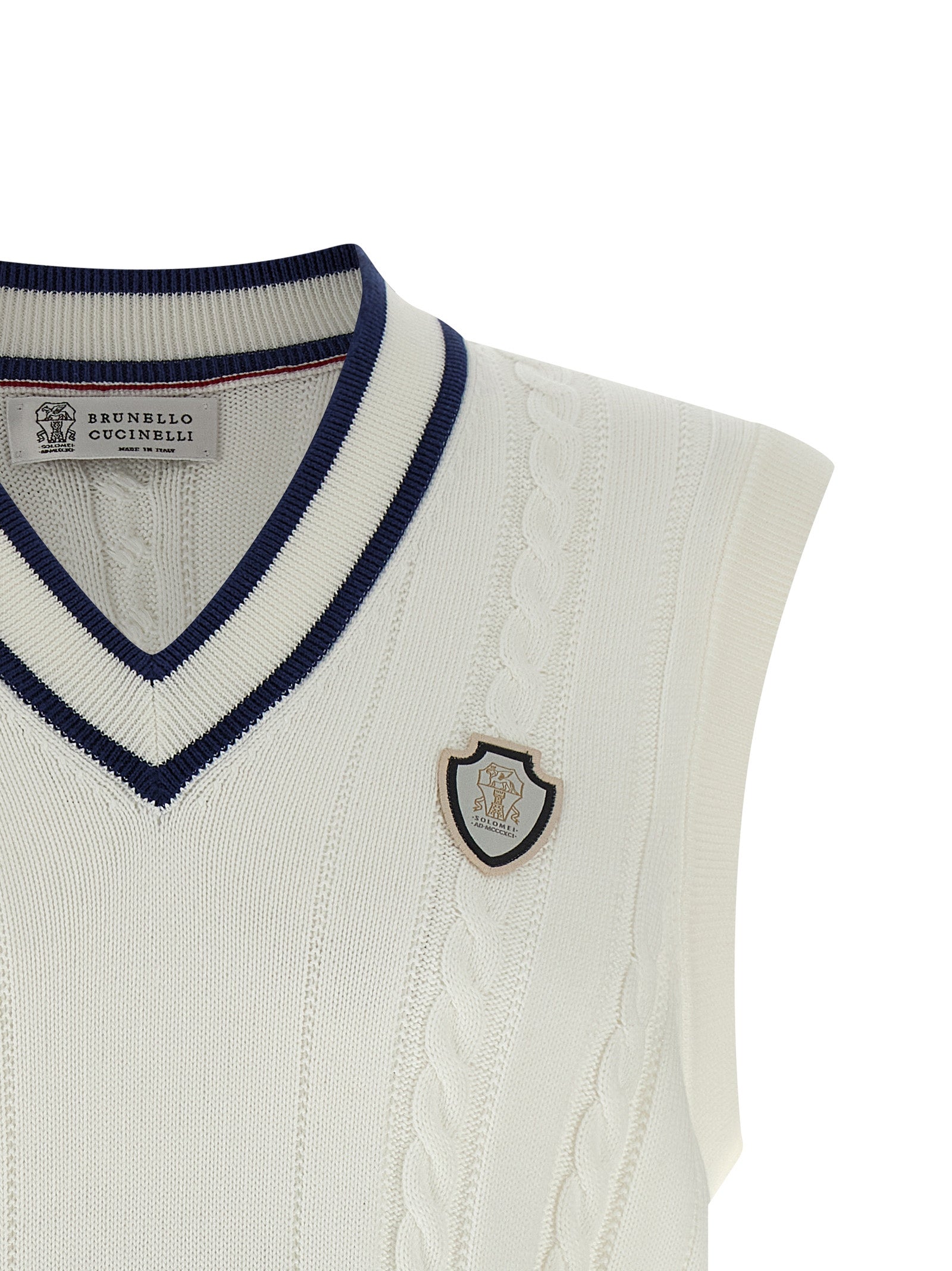 Brunello Cucinelli White Cotton Sleeveles Sweater