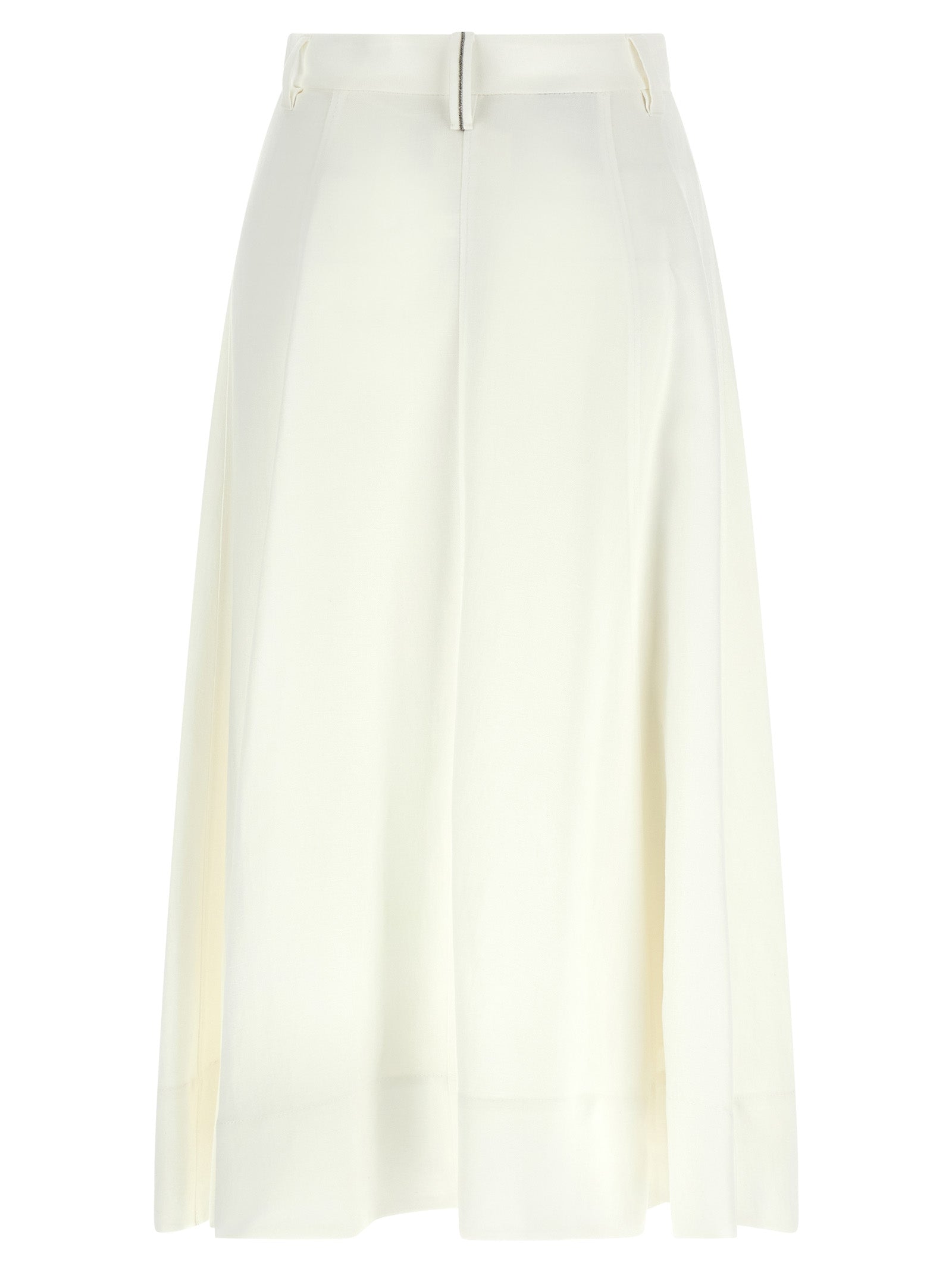 Brunello Cucinelli White Viscose Midi Skirt