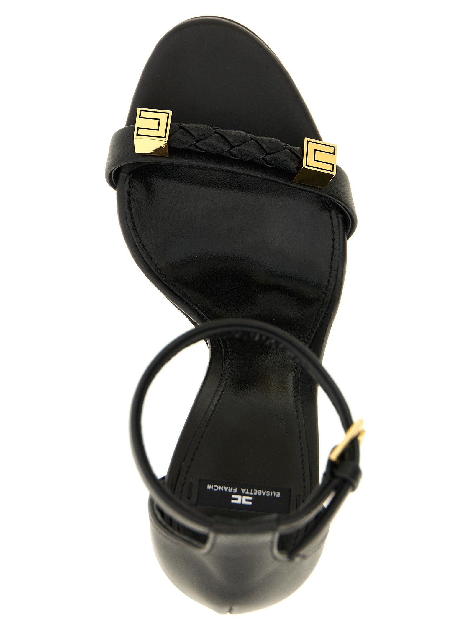 Elisabetta Franchi Black Leather Stiletto Heel Sandals