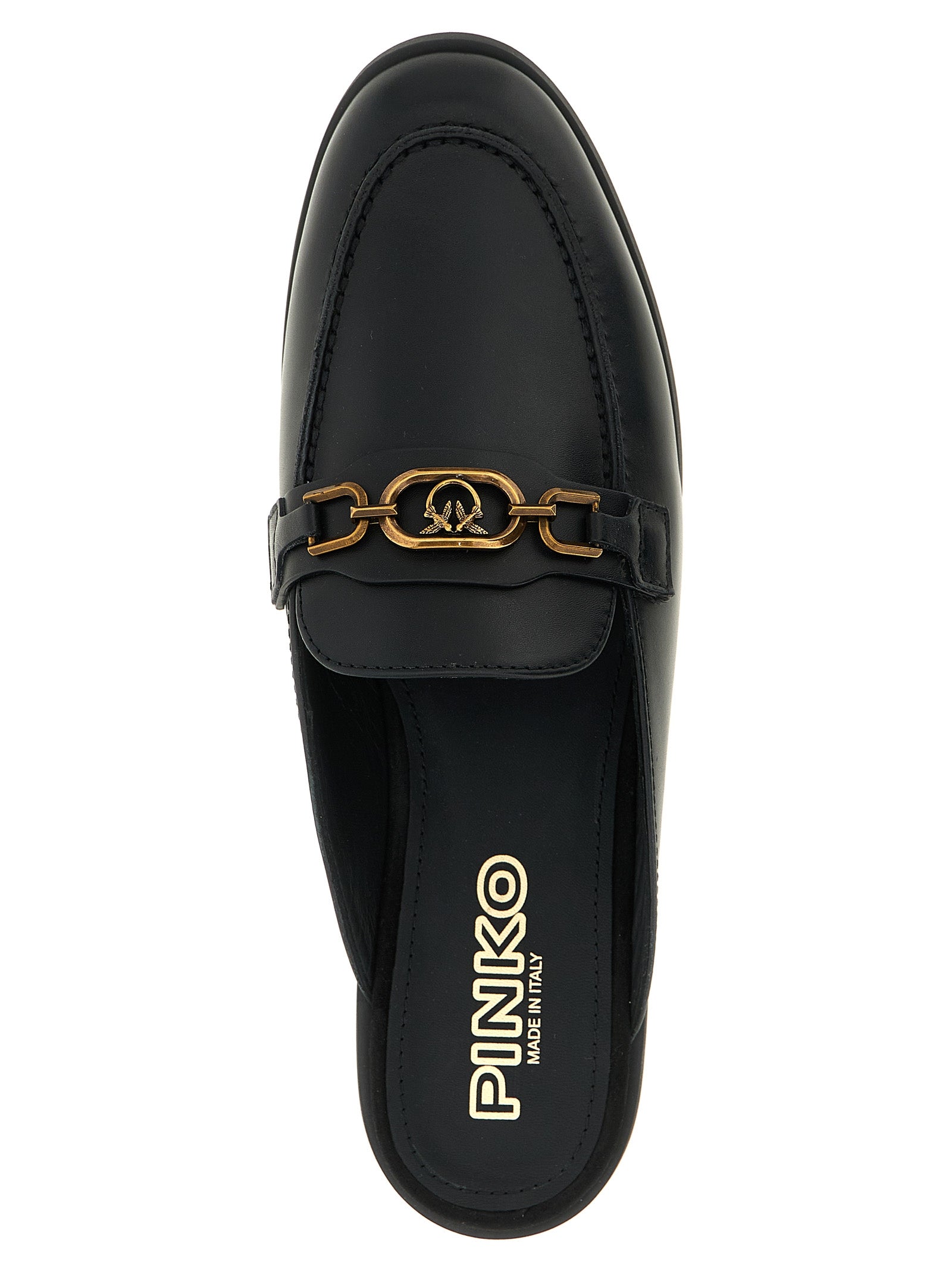 PINKO Black Calfskin Slides