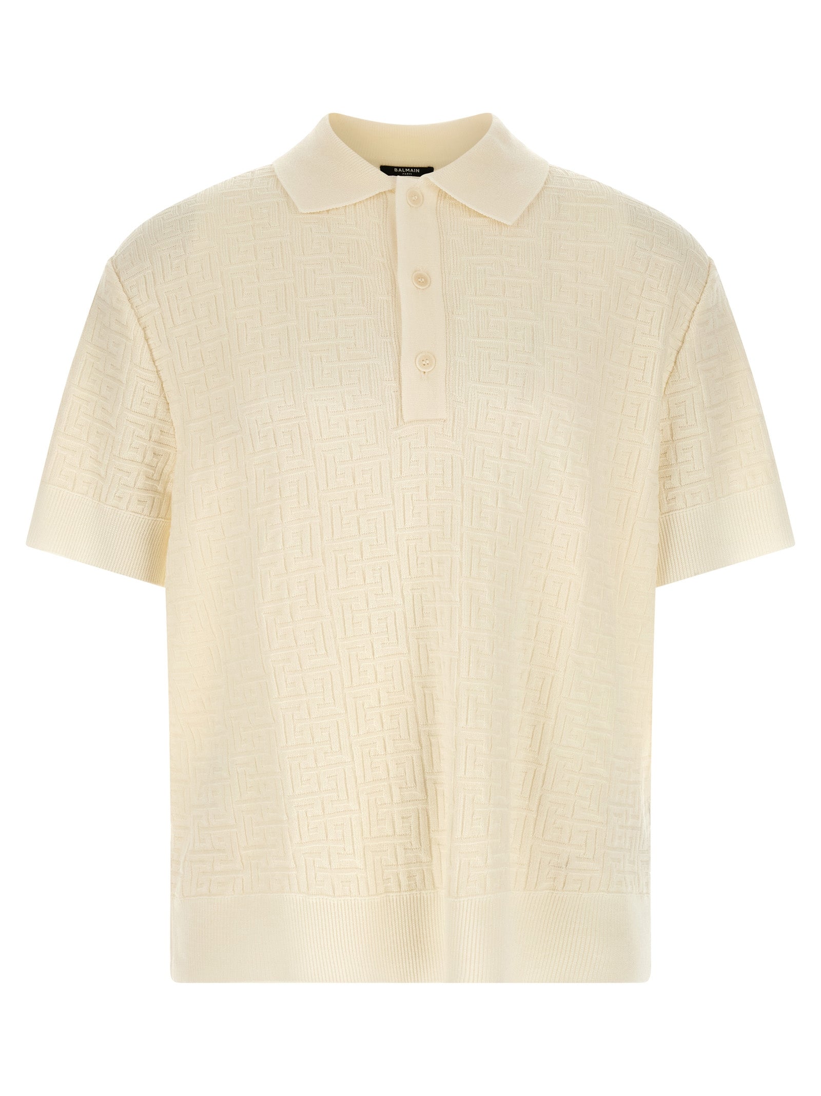 Balmain White Wool Polo Shirt