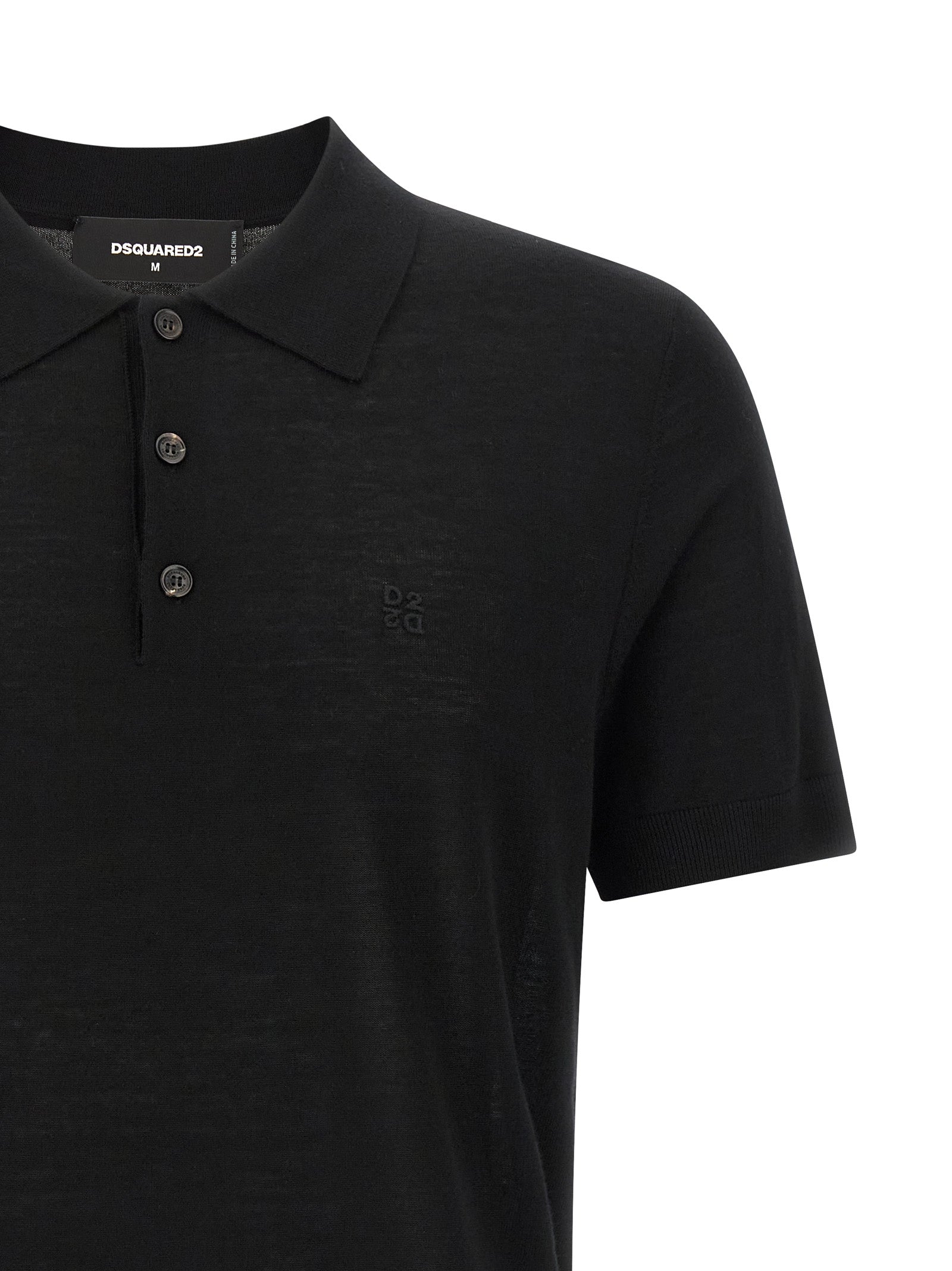 Dsquared² Black Wool Polo Shirt