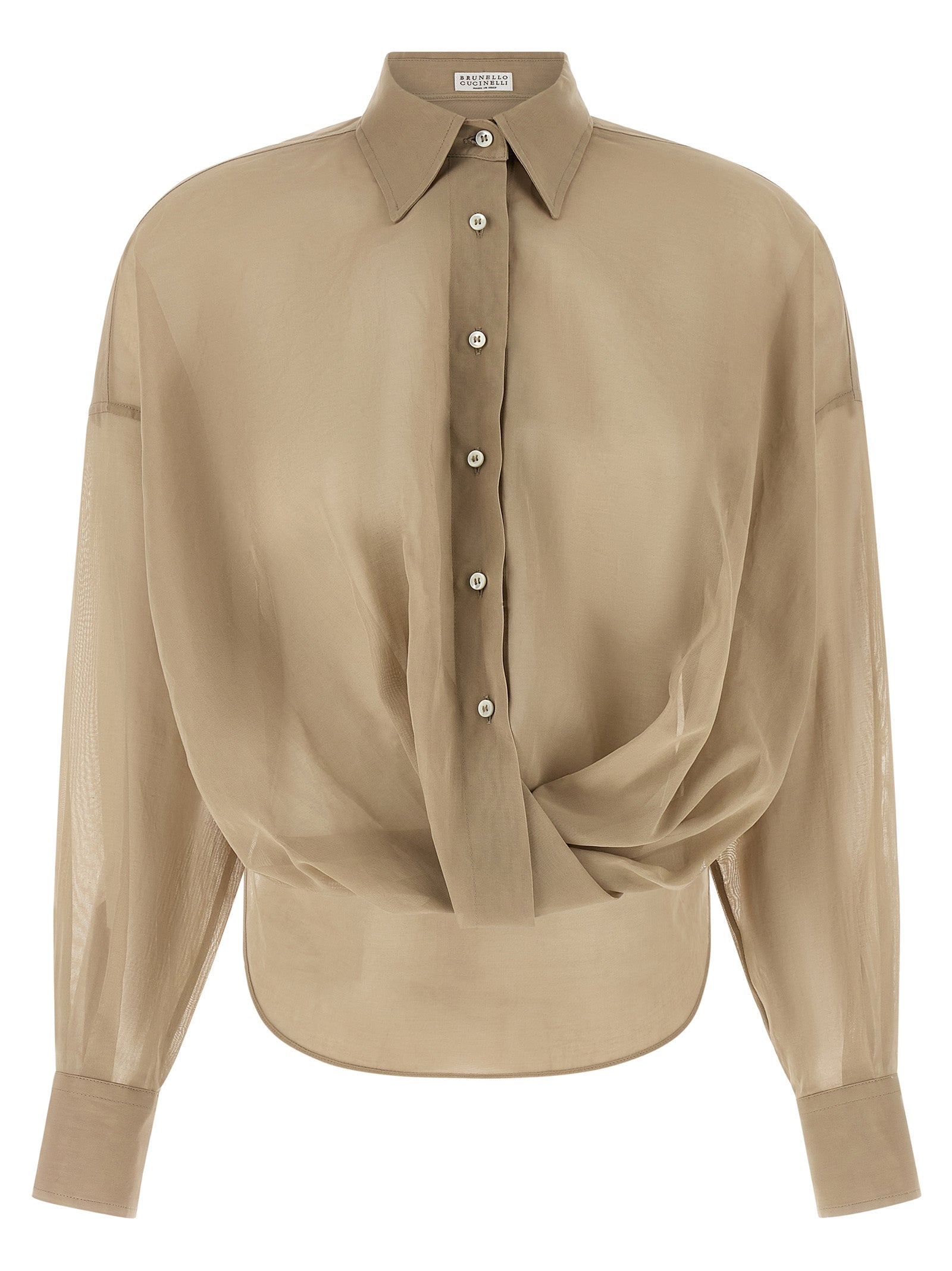 Brunello Cucinelli Beige Cotton Blouse